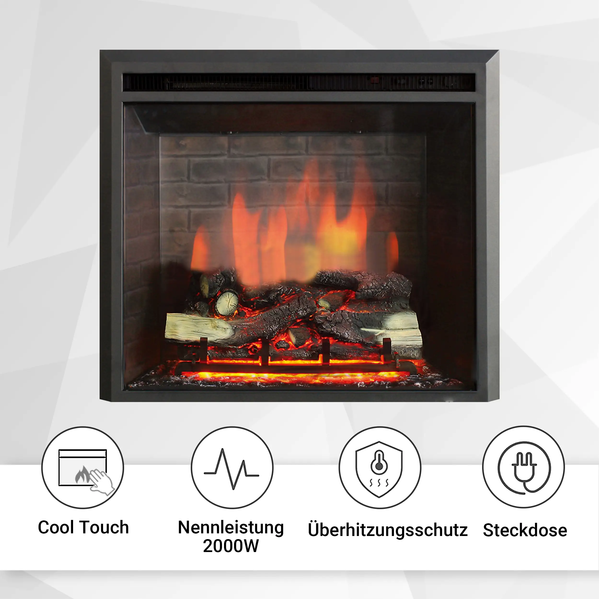 BALDERIA Elektrokamin schwarz Calida 26 1000/2000 Watt 62,5 x 71 cm