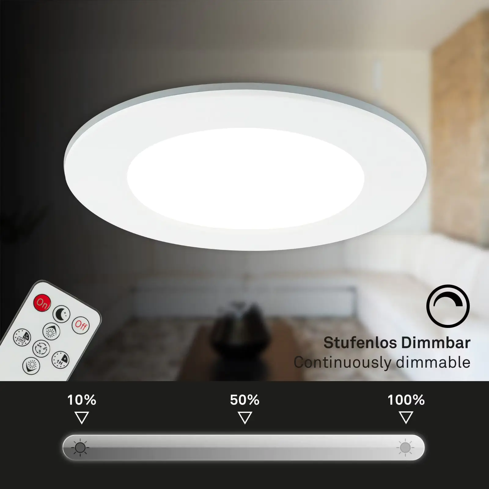 Di-Ka LED Einbauleuchte Fungo CCT 3er Set weiß Ø 9,2 cm 4,8W dimmbar