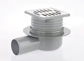 ACO Balkon/Terrassenablauf 100 x 100 mm  DN50, grau, Ablauf waagerecht