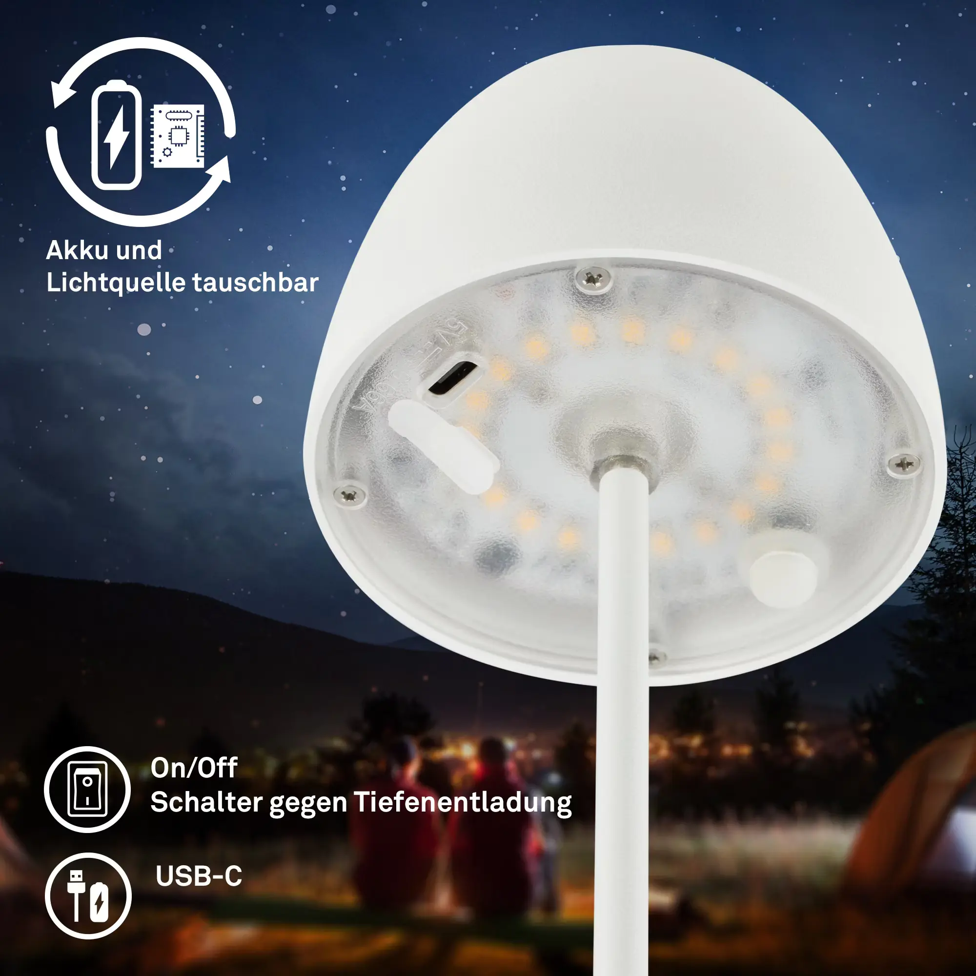 DiKa LED Akku-Tischleuchte Serina Mini Touch weiß 20 x 8 cm warmweiß 