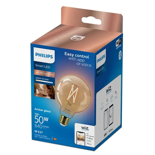 Philips Smart LED Leuchtmittel Tunable White Amber G95 E27 Globeform 7 W