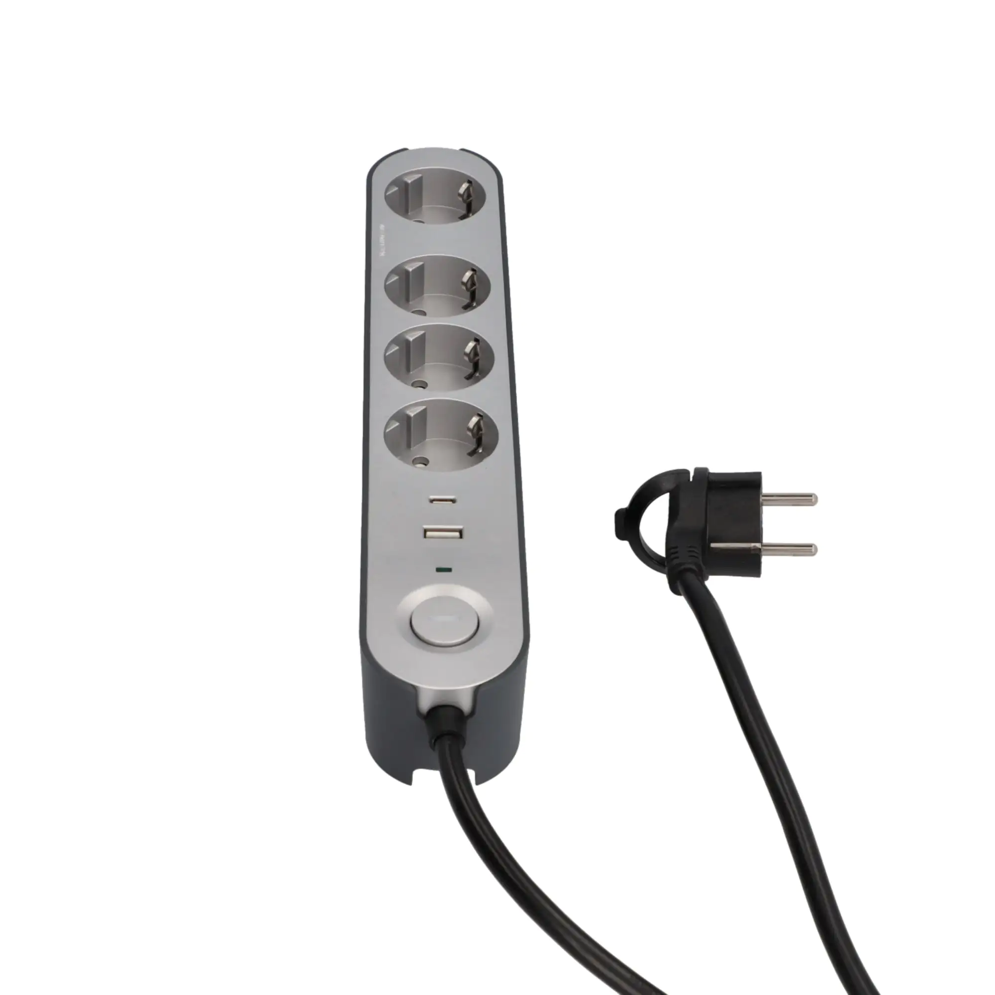 Unitec Tischsteckdose Greenline 4-fach 1,8 Meter mit Schalter silber/anthrazit