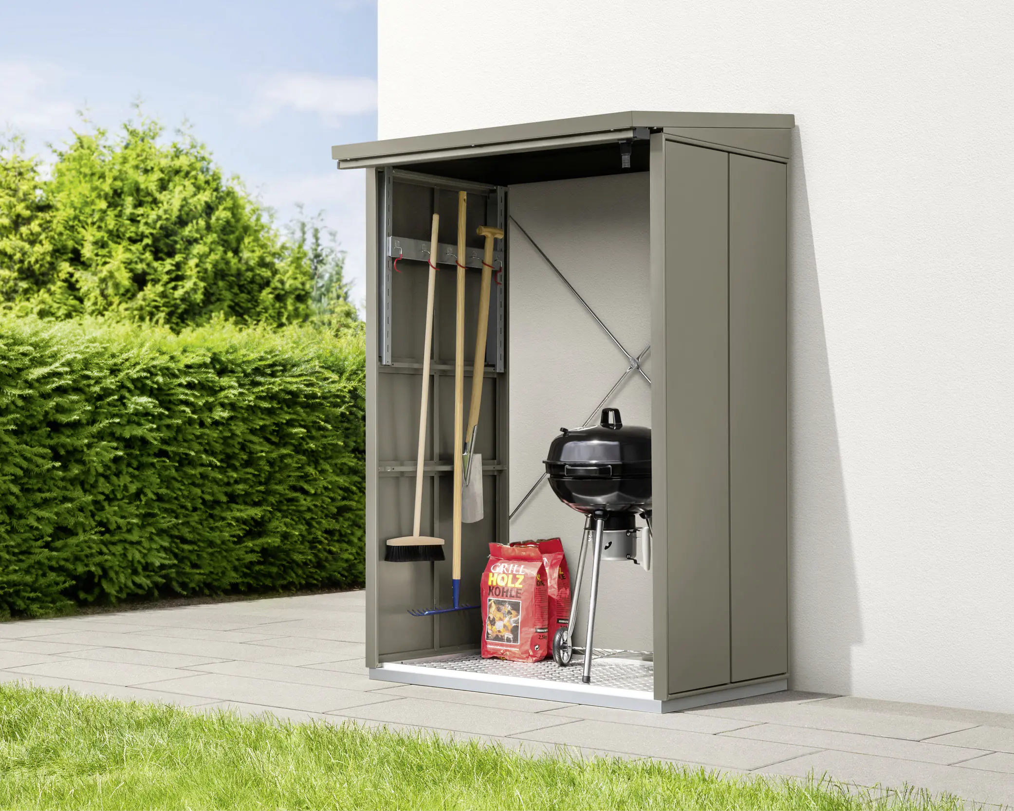 Ecostar Kaminholzregal Elegant-V Typ 1, graualuminium, mit Verstrebung