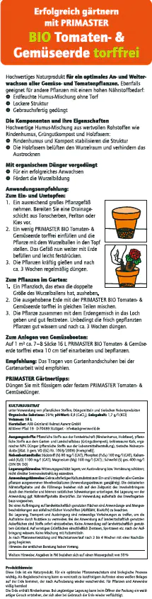 Primaster Bio Tomaten- & Gemüseerde 16 L torffrei