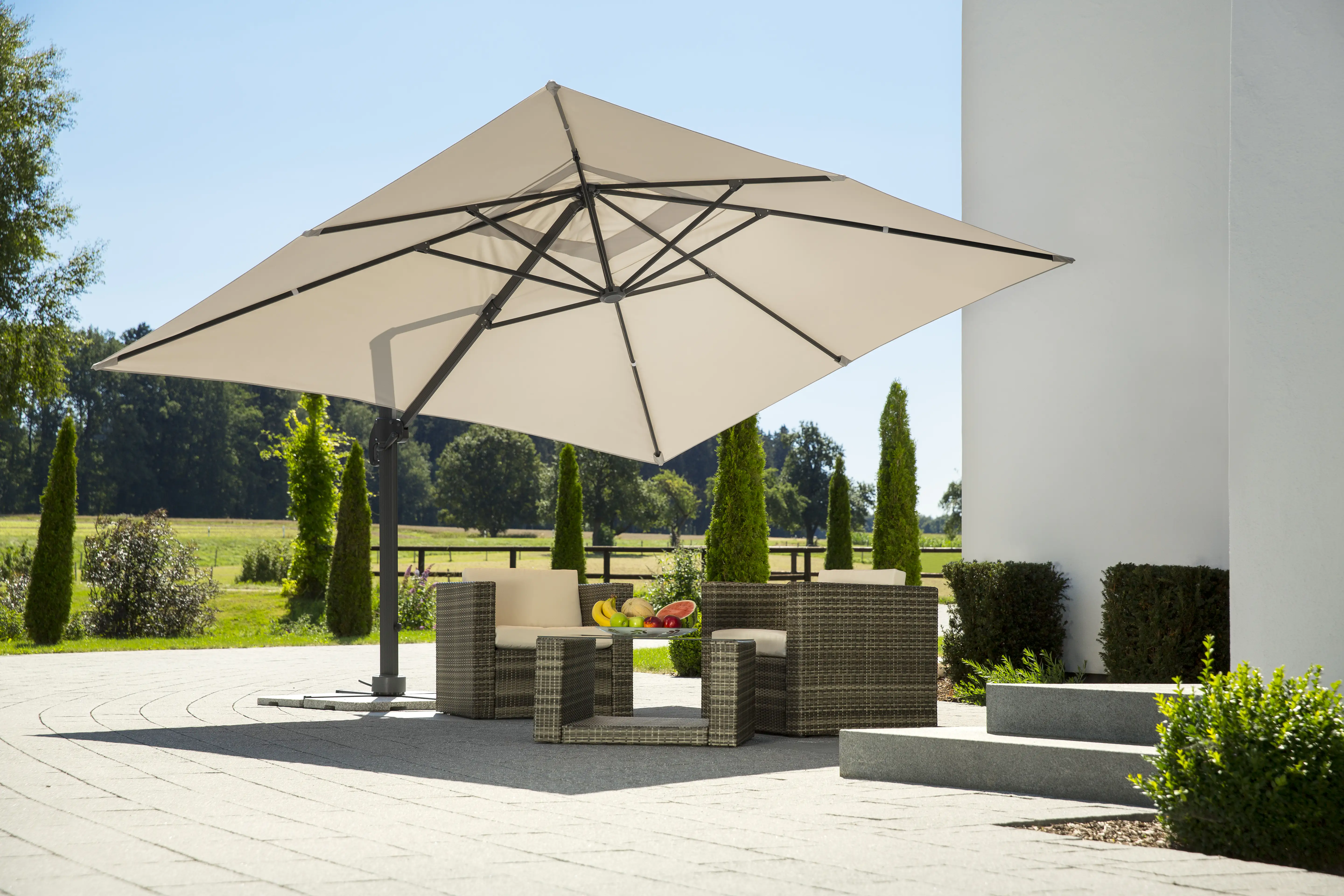 Schneider Ampelschirm Rhodos Grande natur 300 x 400 cm inkl. Sonnenschirmhülle