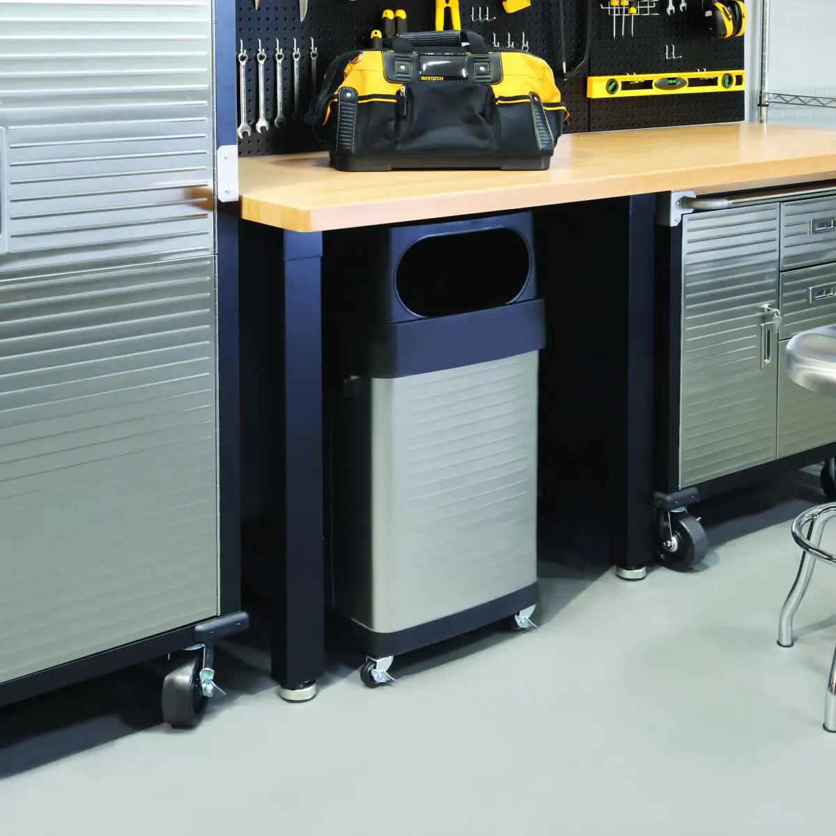 Primaster Abfalleimer Edelstahl 65 l mit Rollen
