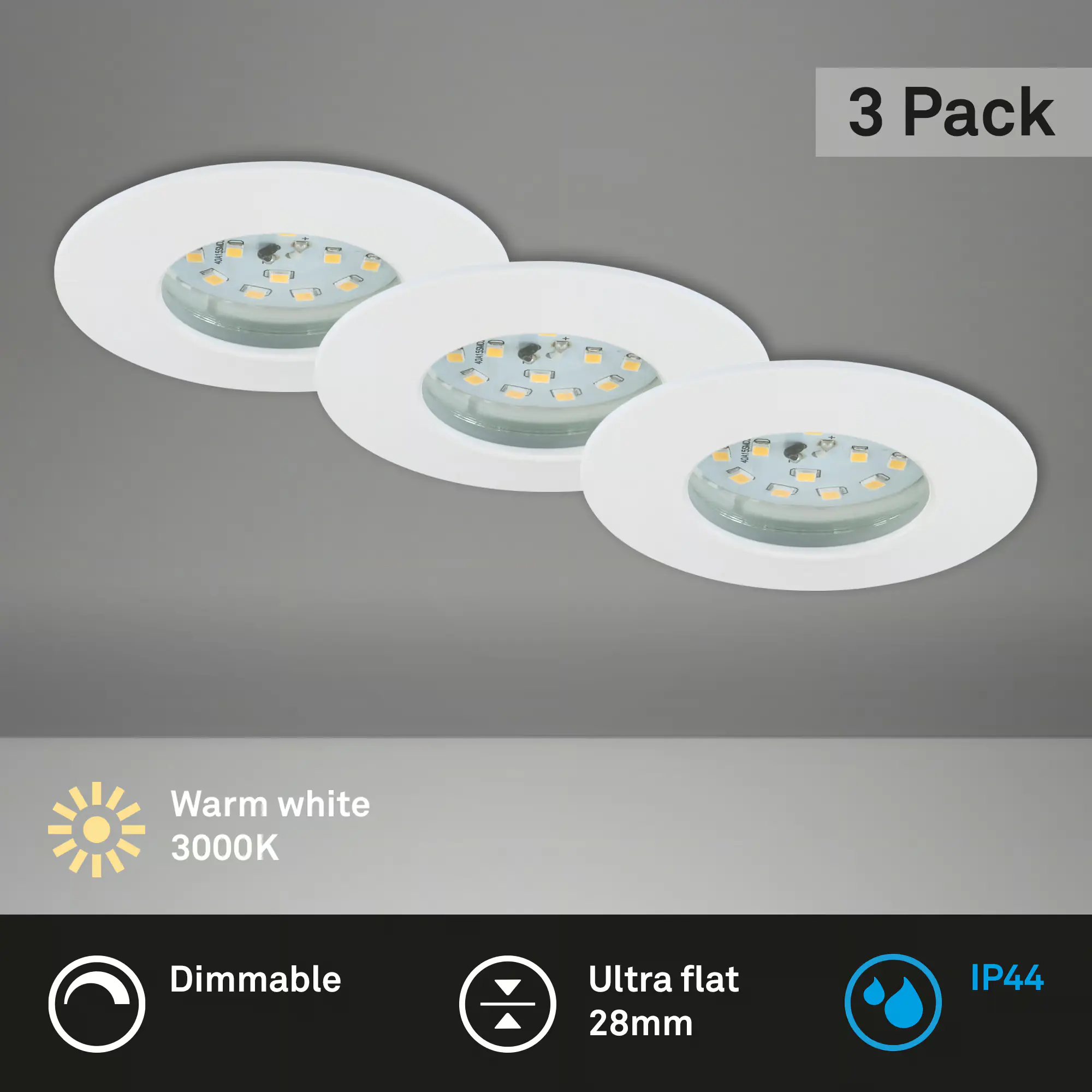 Briloner 3er Set LED Einbauleuchten Attach weiß Ø 7,5 cm dimmbar