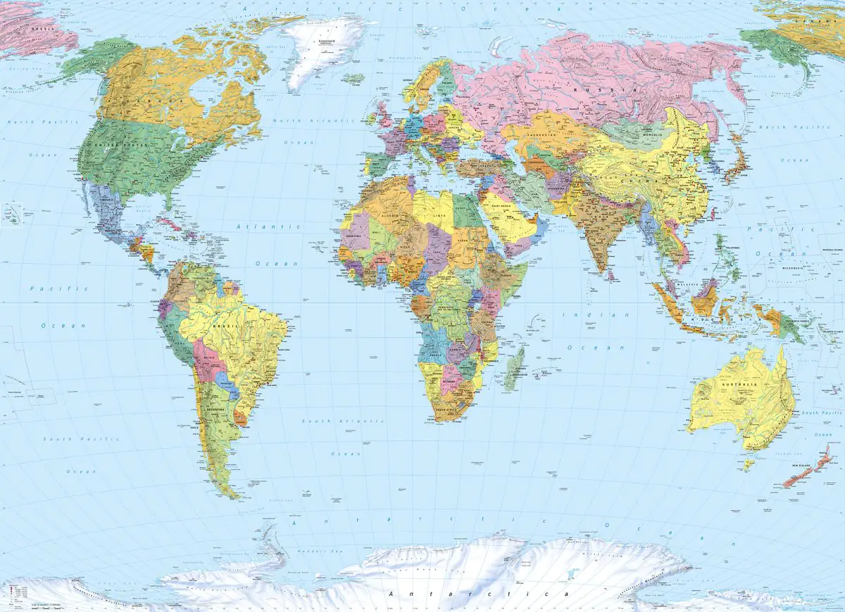 Komar Fototapete World Map 254 x 184 cm 
