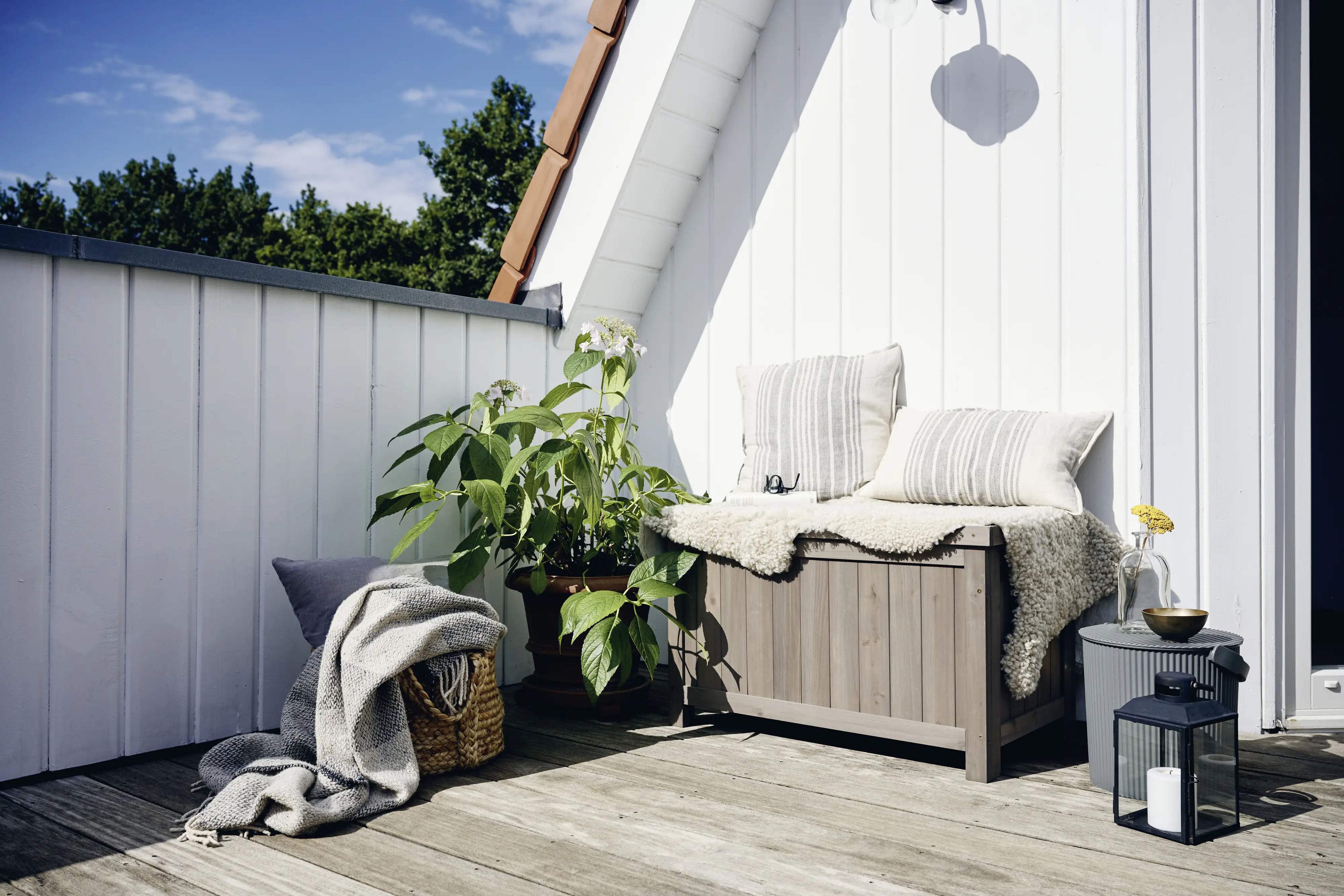 Butenkist Gartenbox Henriette Holz mit Klappdeckel 75 x 45 x 45 cm