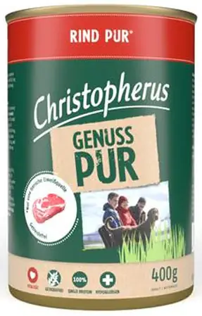 Christopherus Pur Hundenassfutter Single Protein getreidefrei 400 g Rind