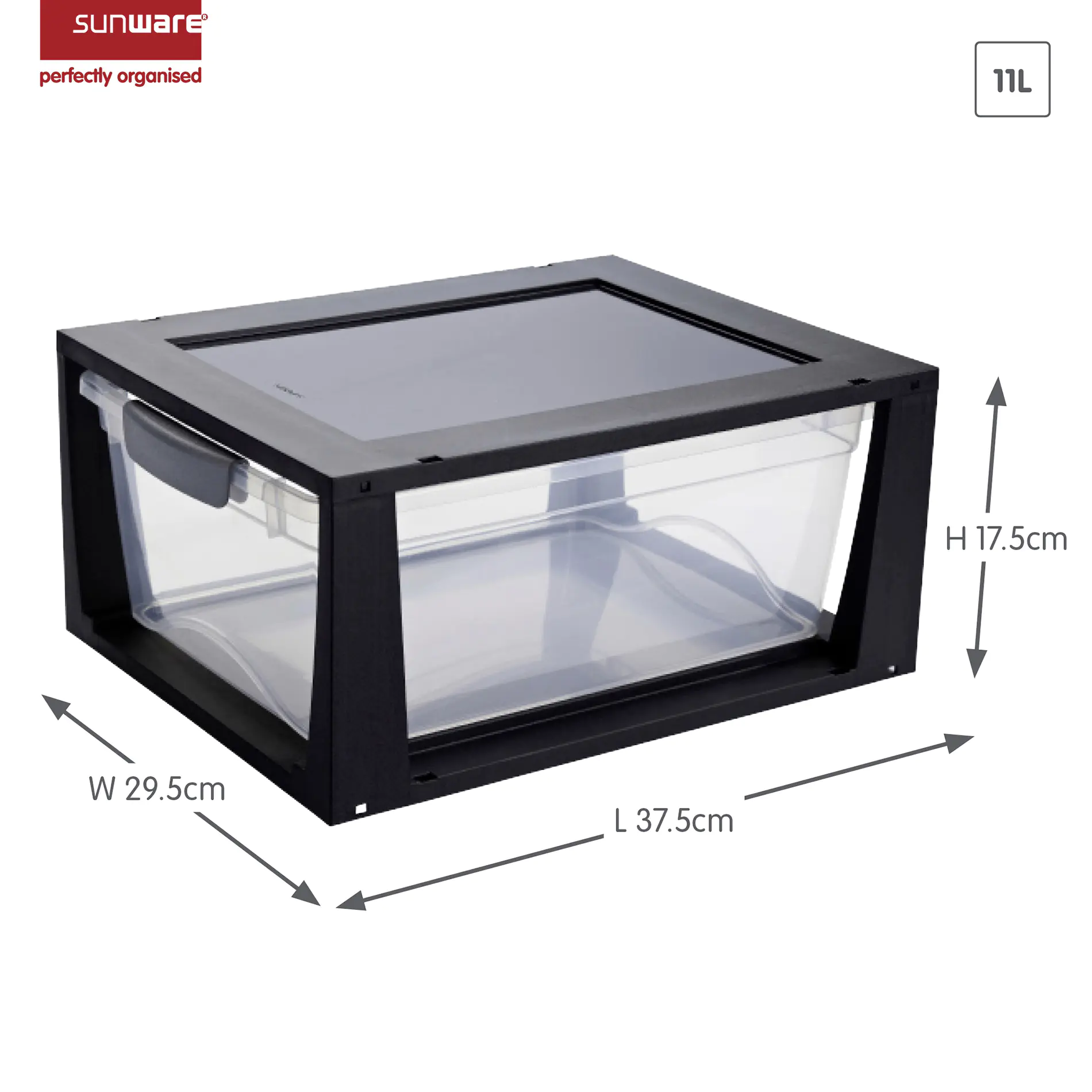 Sunware Omega Drawer unit 11L transparent schwarz