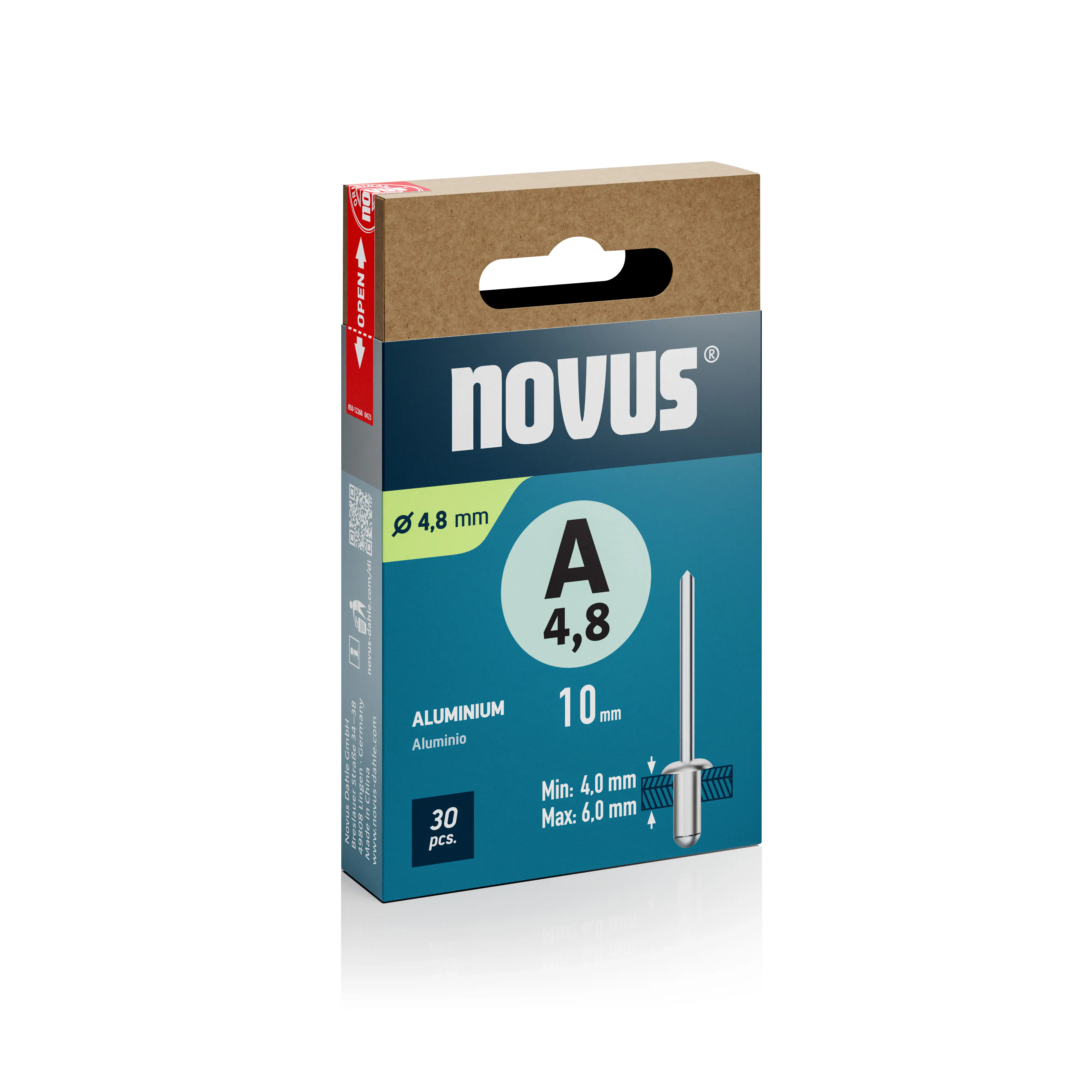 Novus Blindnieten Typ A 5 x 10 mm Aluminium 30 Stück