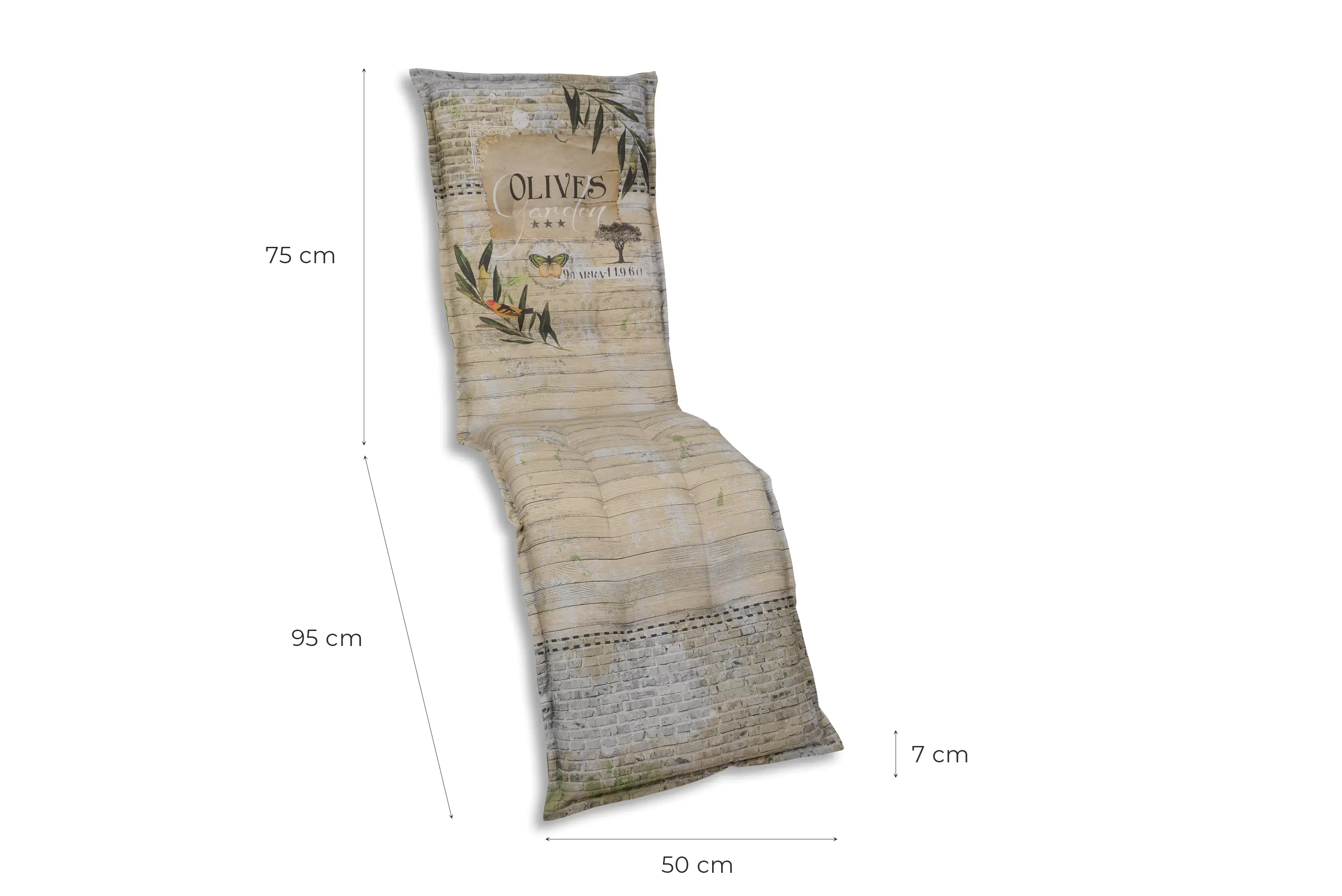 Go-De Relax-Auflage grün beige gemustert, 170 x 50 x 7 cm