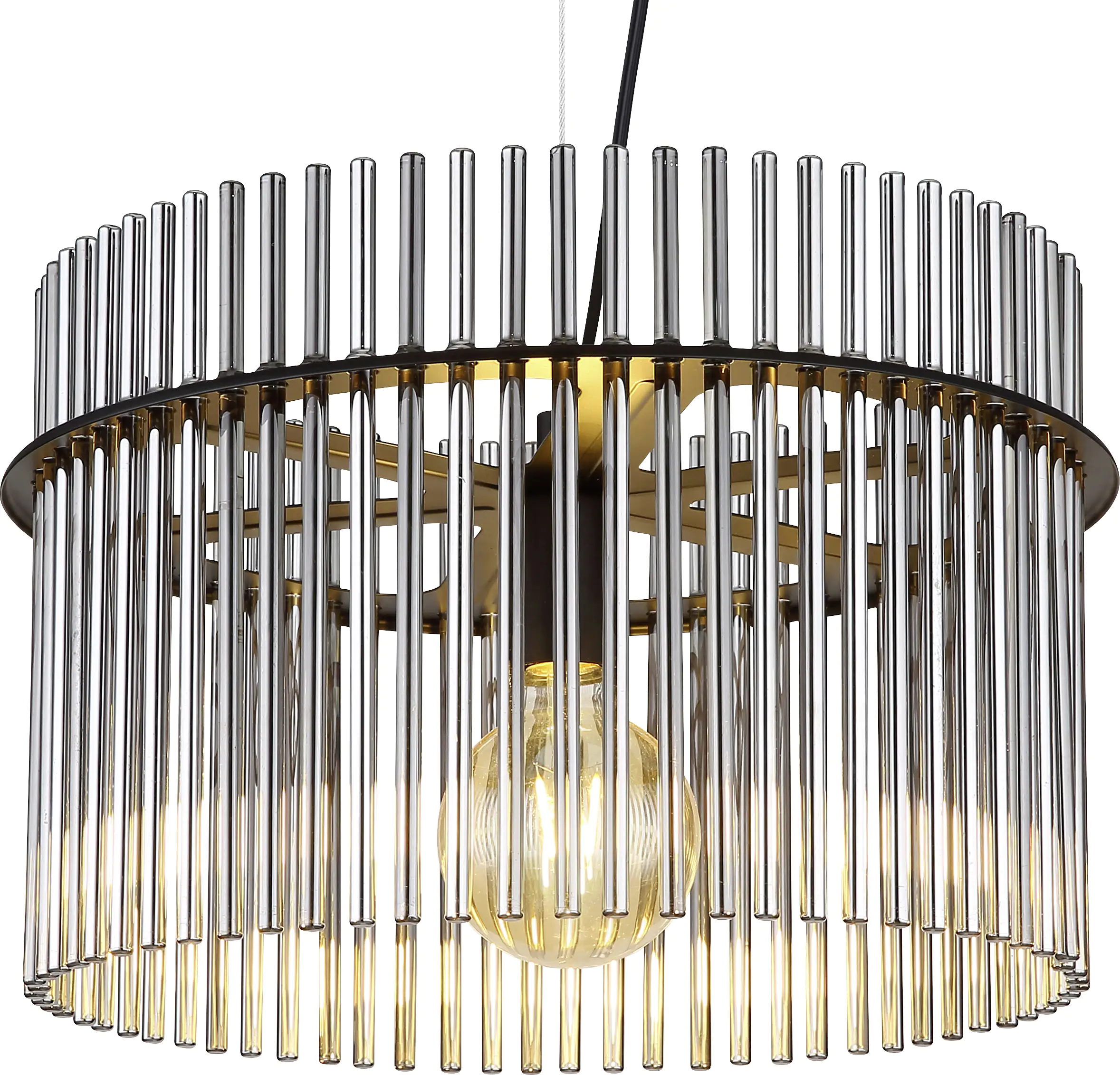 Globo Hängeleuchte Gorley schwarz chrom 40 x 150 cm E27