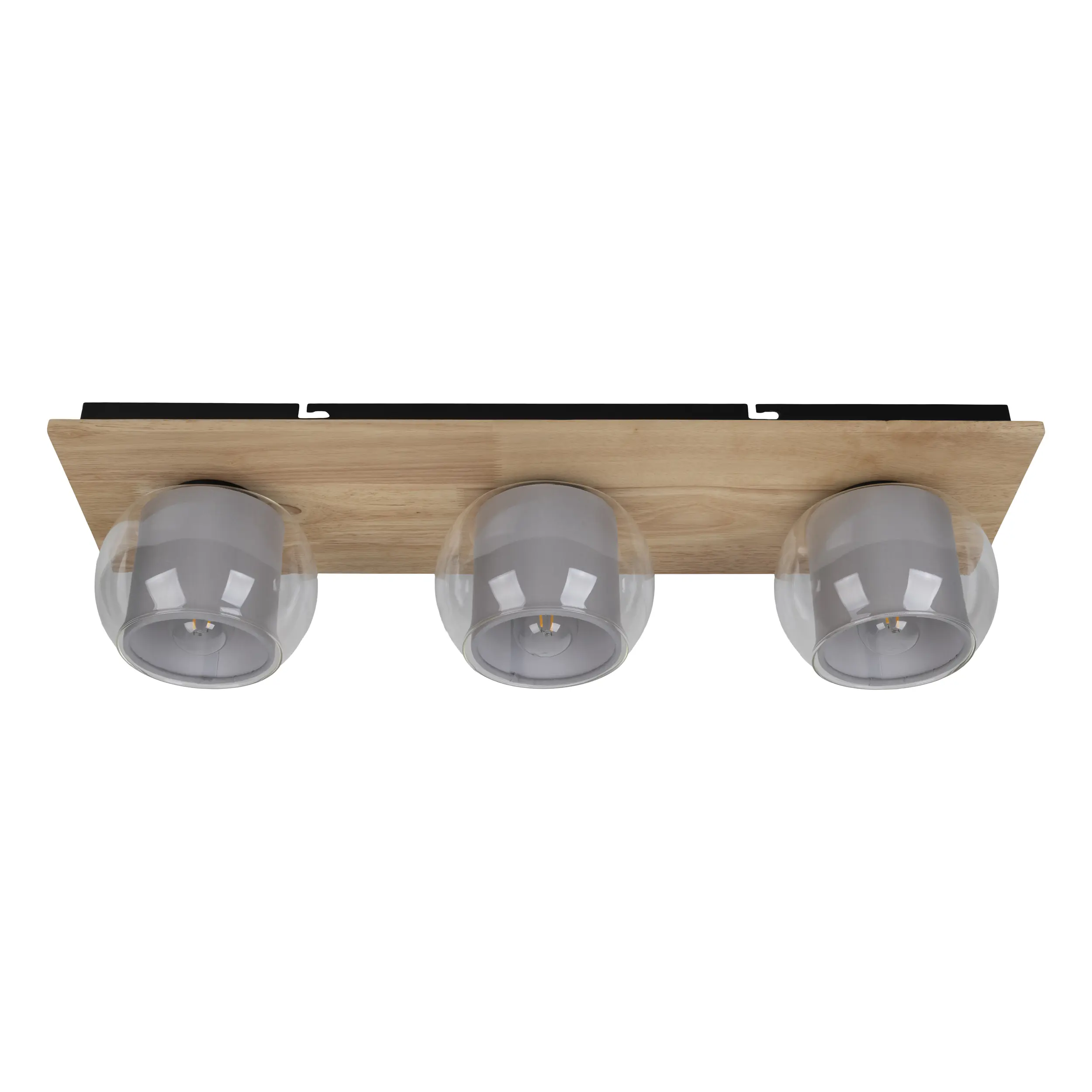 Light & More LED Deckenleuchte Texas Holz Glas 3er Spot