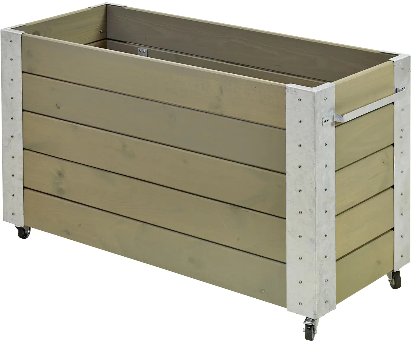 Plus Blumenkasten Cubic mit Räder Druckimpräg. RAL 7023 Graubraun