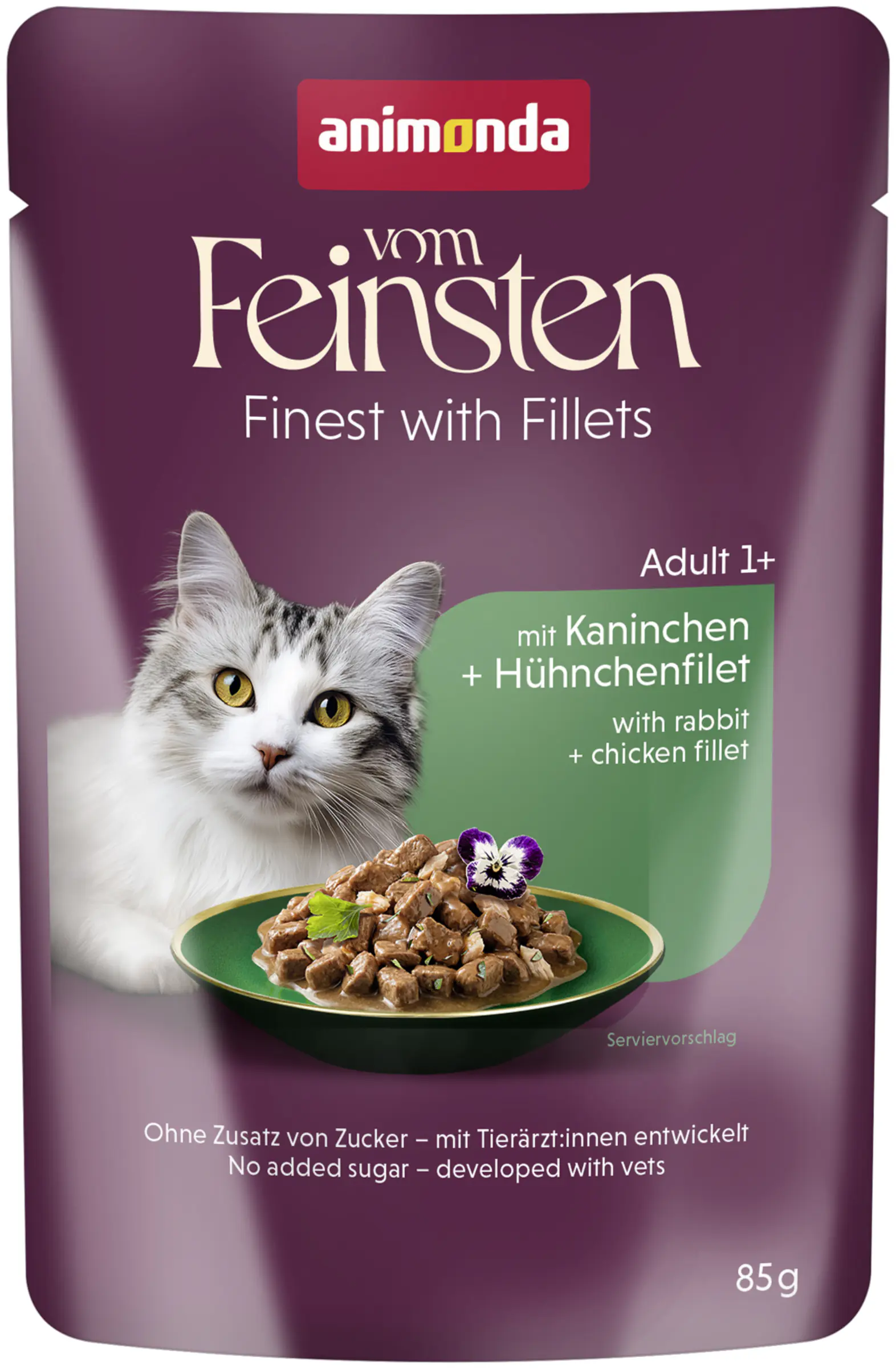 Animonda vom Feinsten Feines mit Filets Katzennassfutter Adult getreidefrei 85 g Kaninchen & Hühnchenfilet