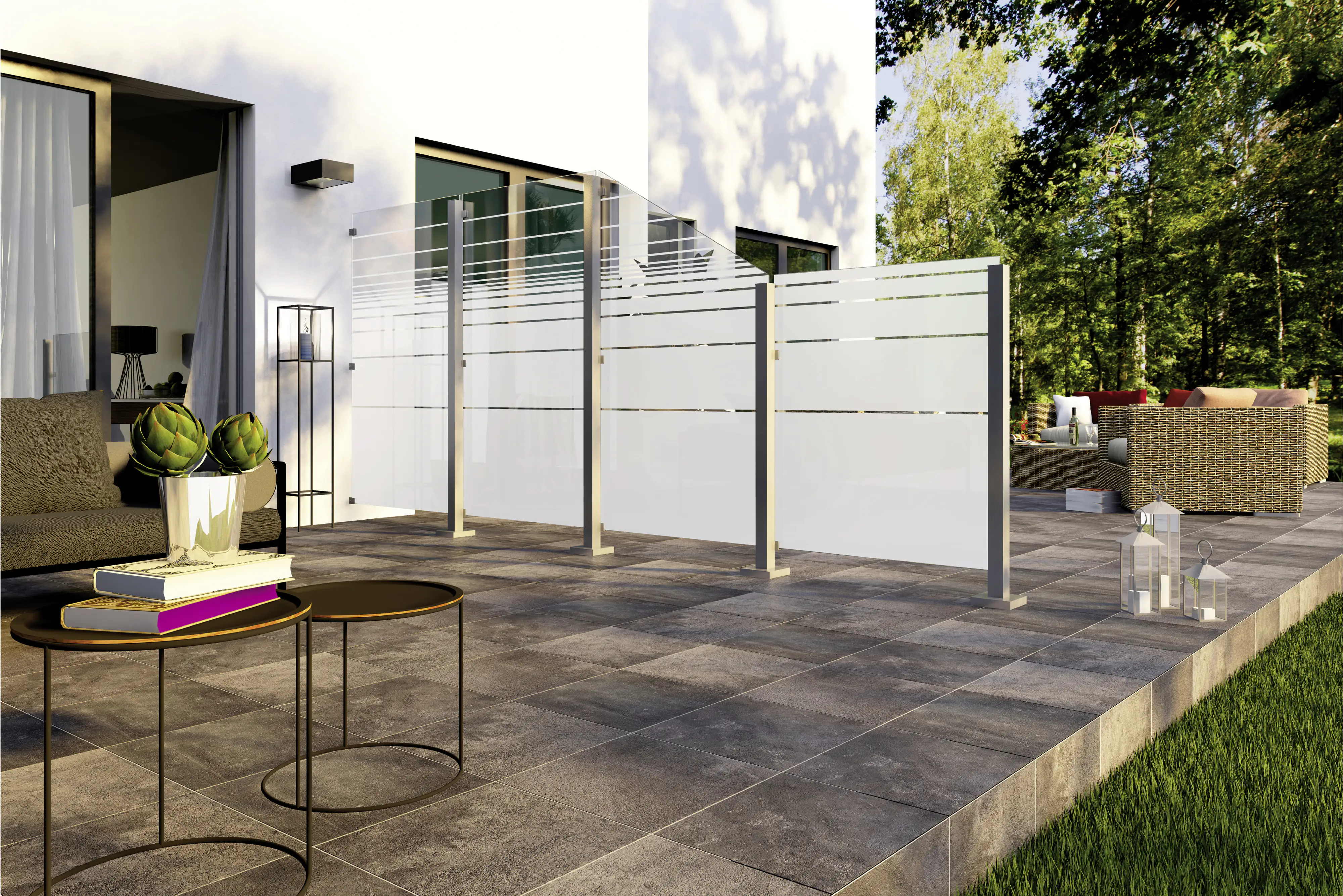 Ambiente Glaszaun Dekor 81 51,5 x 120 cm gehärtetes 8 mm Glas