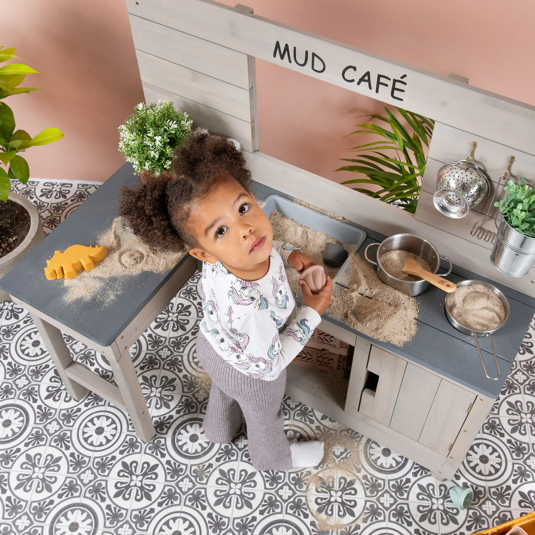 Muddy Buddy Matschküche Coffee Corner warmgrau 100 x 60 x 95 cm