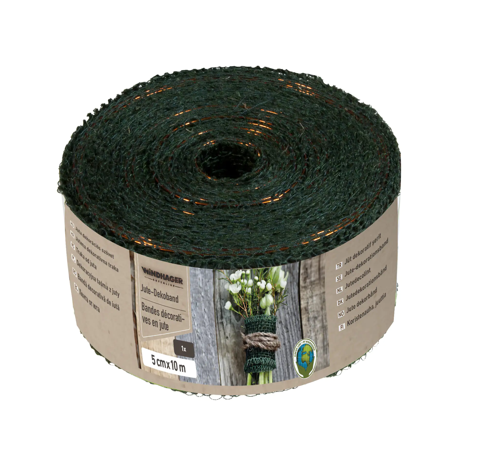Windhager Jute Deko Band 5 cm x 10 m, grün
