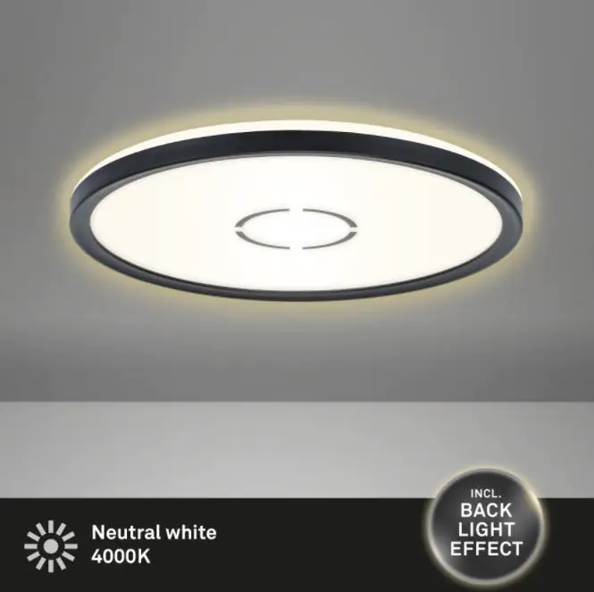 Briloner Slim LED Panel Free schwarz Ø 29,3 cm mit Backlight-Effekt