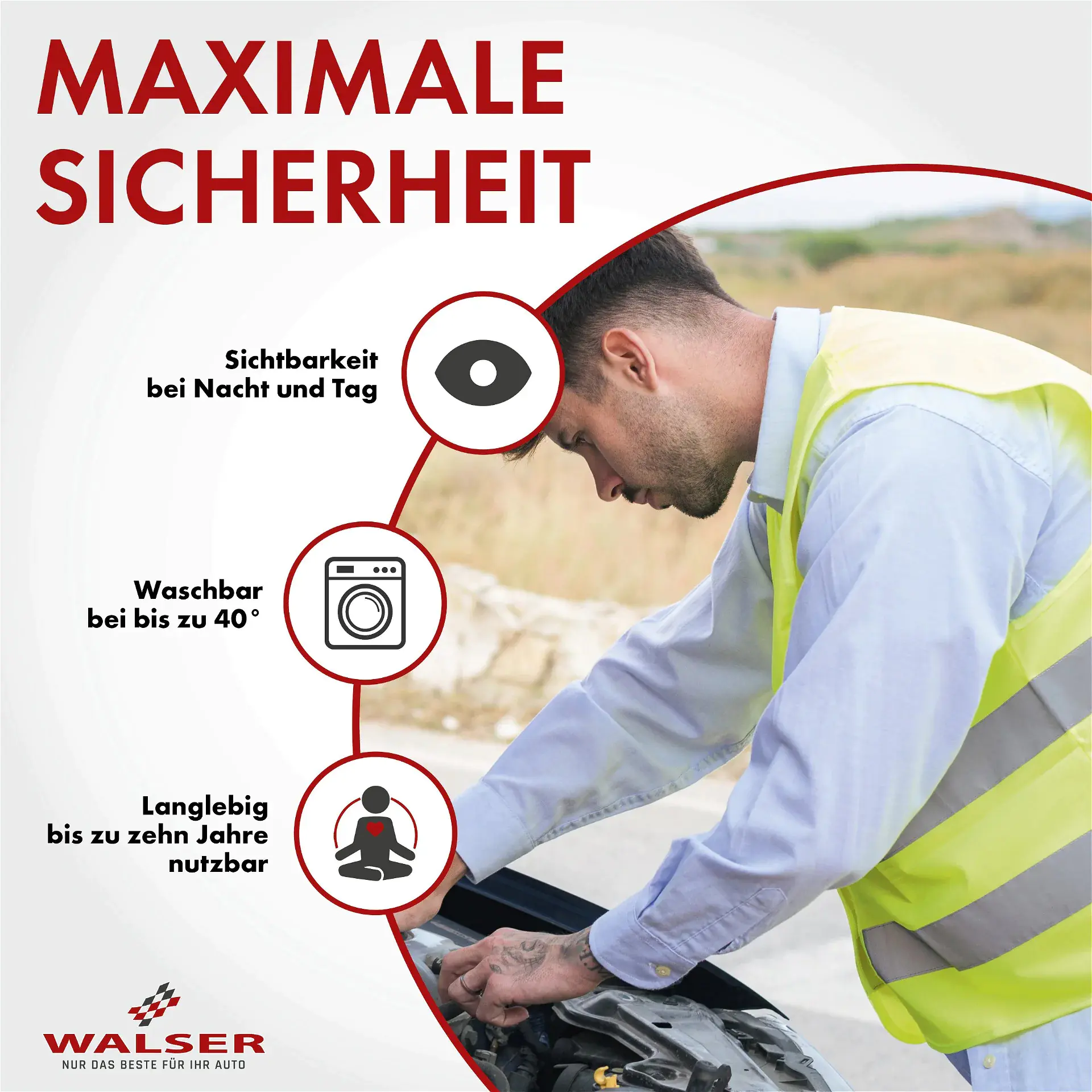 Walser Warnweste universal gelb für Erwachsene DIN EN ISO 20471 