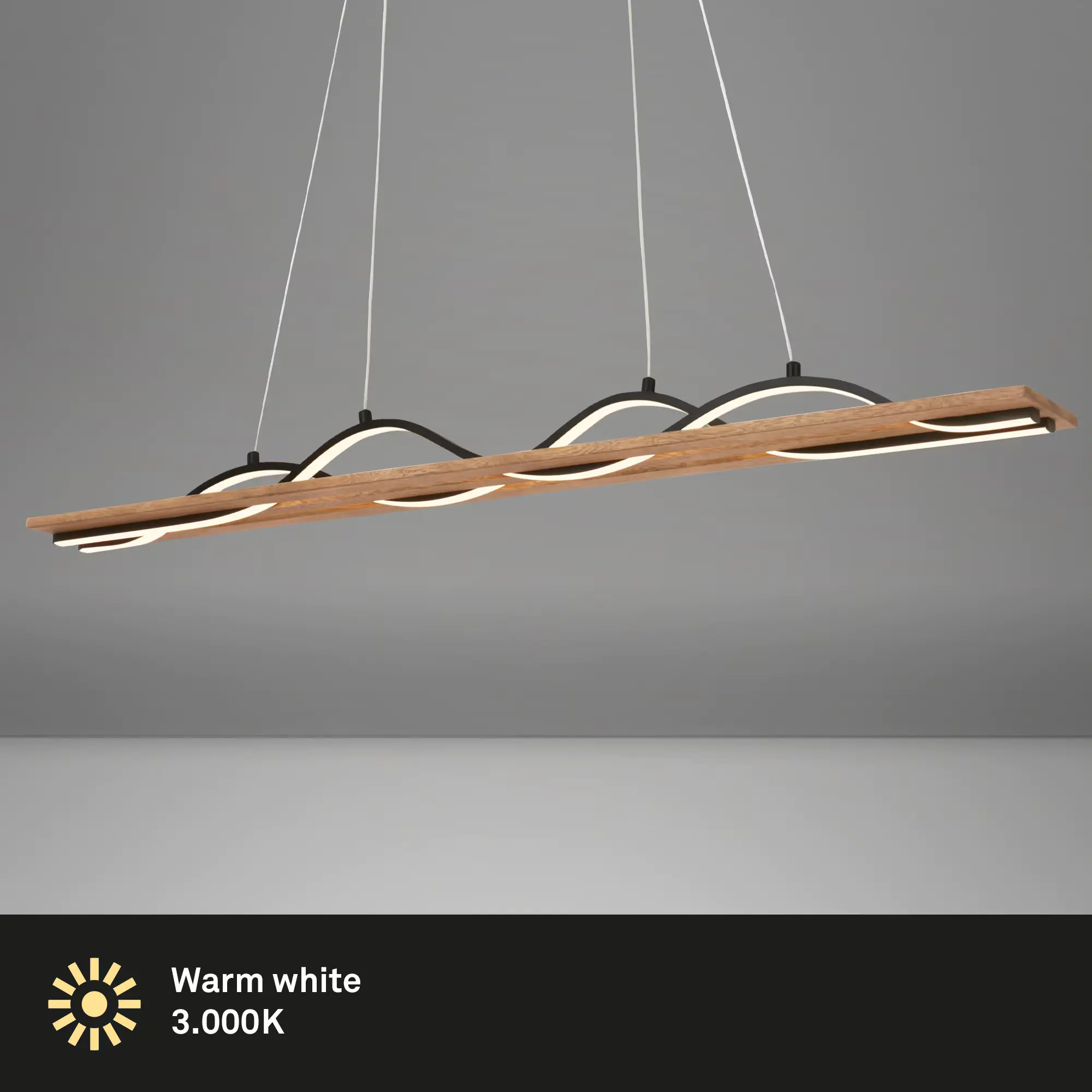 Briloner LED-Pendelleuchte VINKA schwarz holz