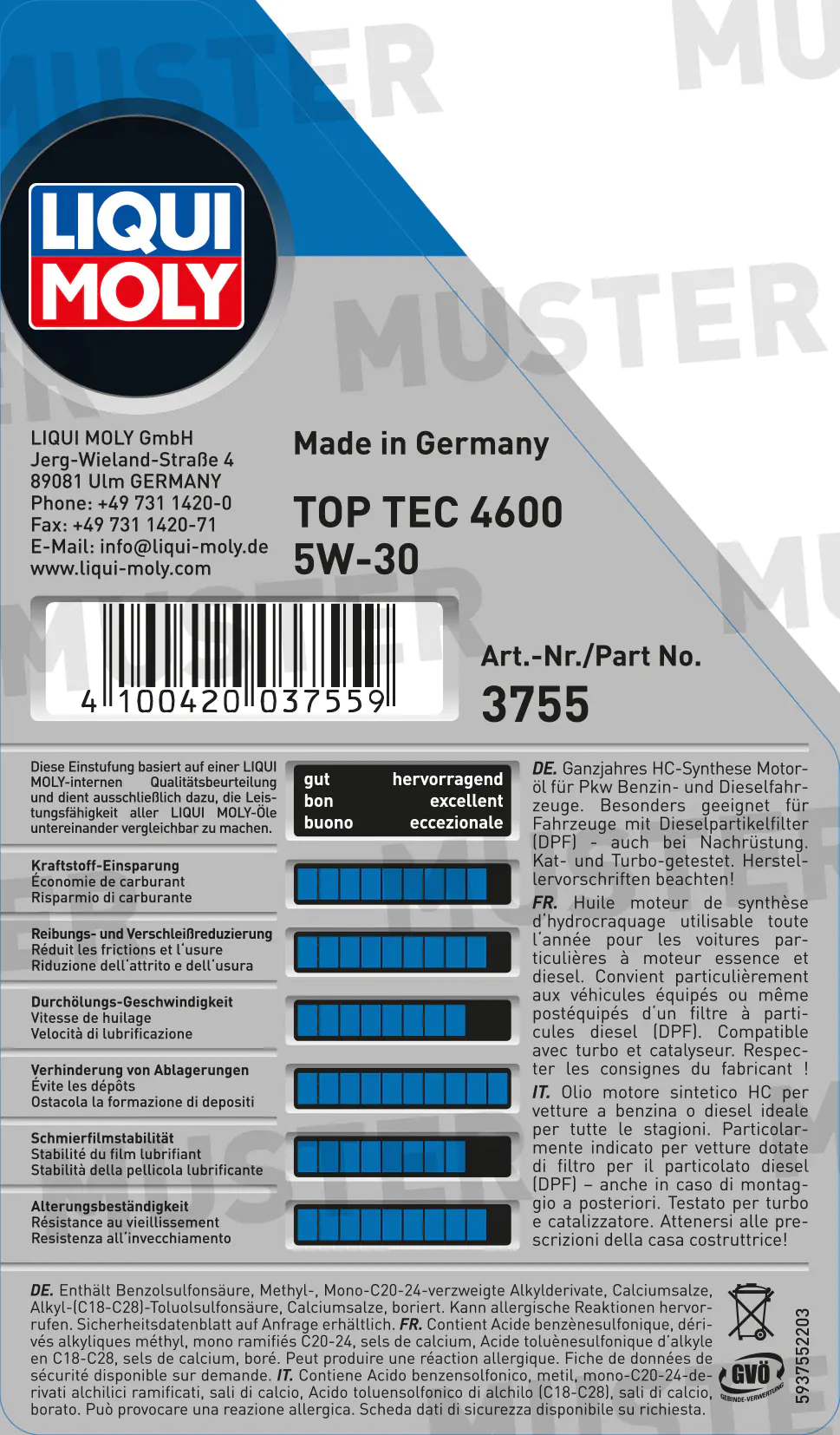 Liqui Moly Motoröl Top Tec 4600 SAE 5W-30 1 L