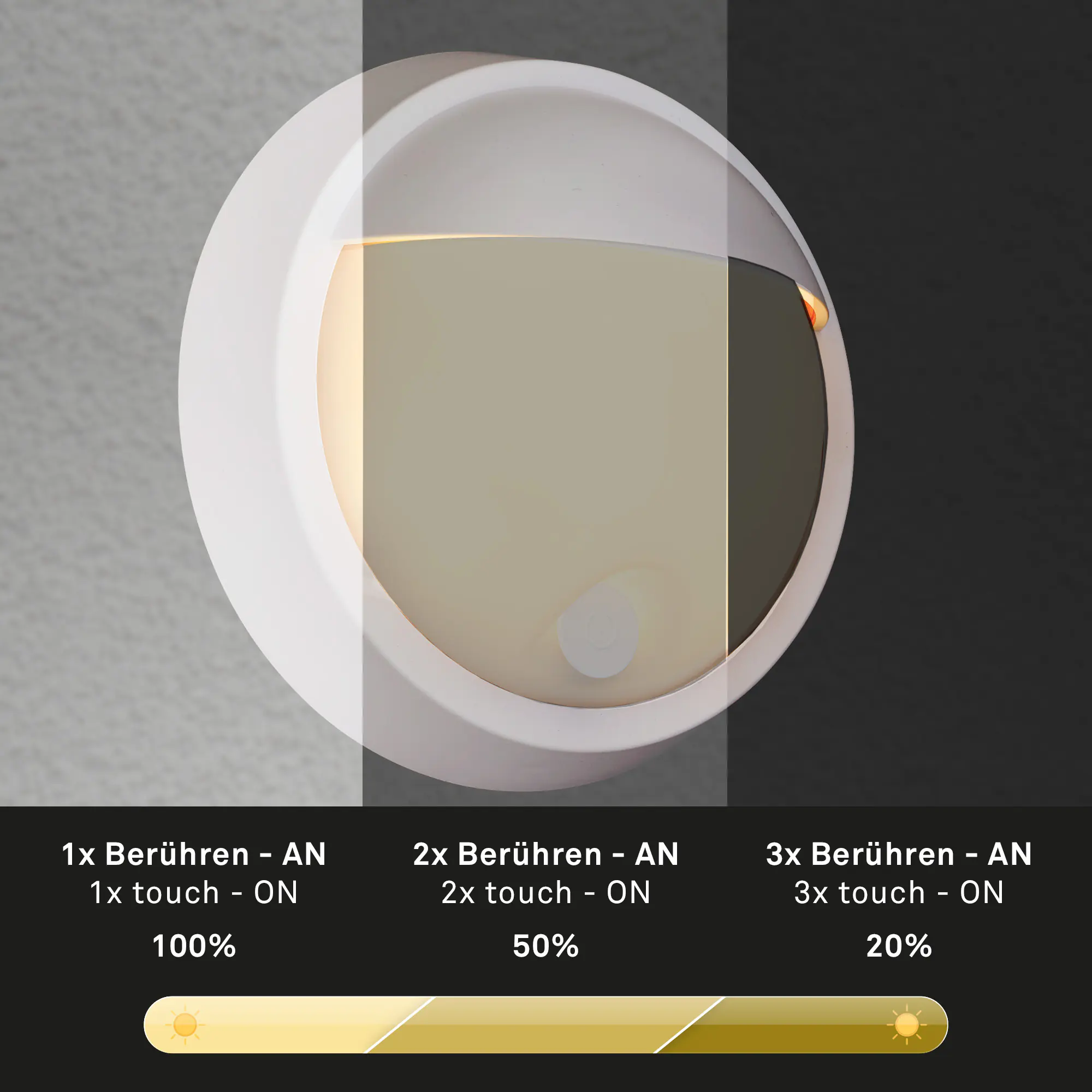 Briloner LED Außenwandleuchte Puni Akku 4W weiß Touch-Dimmer warmweiß