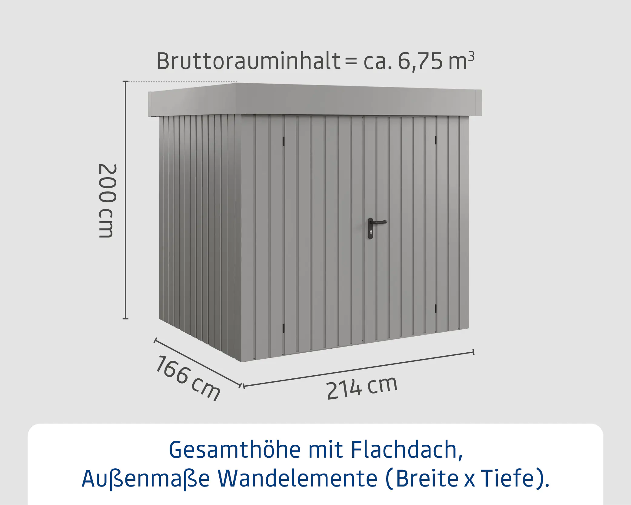 EcoStar Metallgerätehaus Euroline EFD4 aluminiumgrau 214 x 166 cm 2-flg.