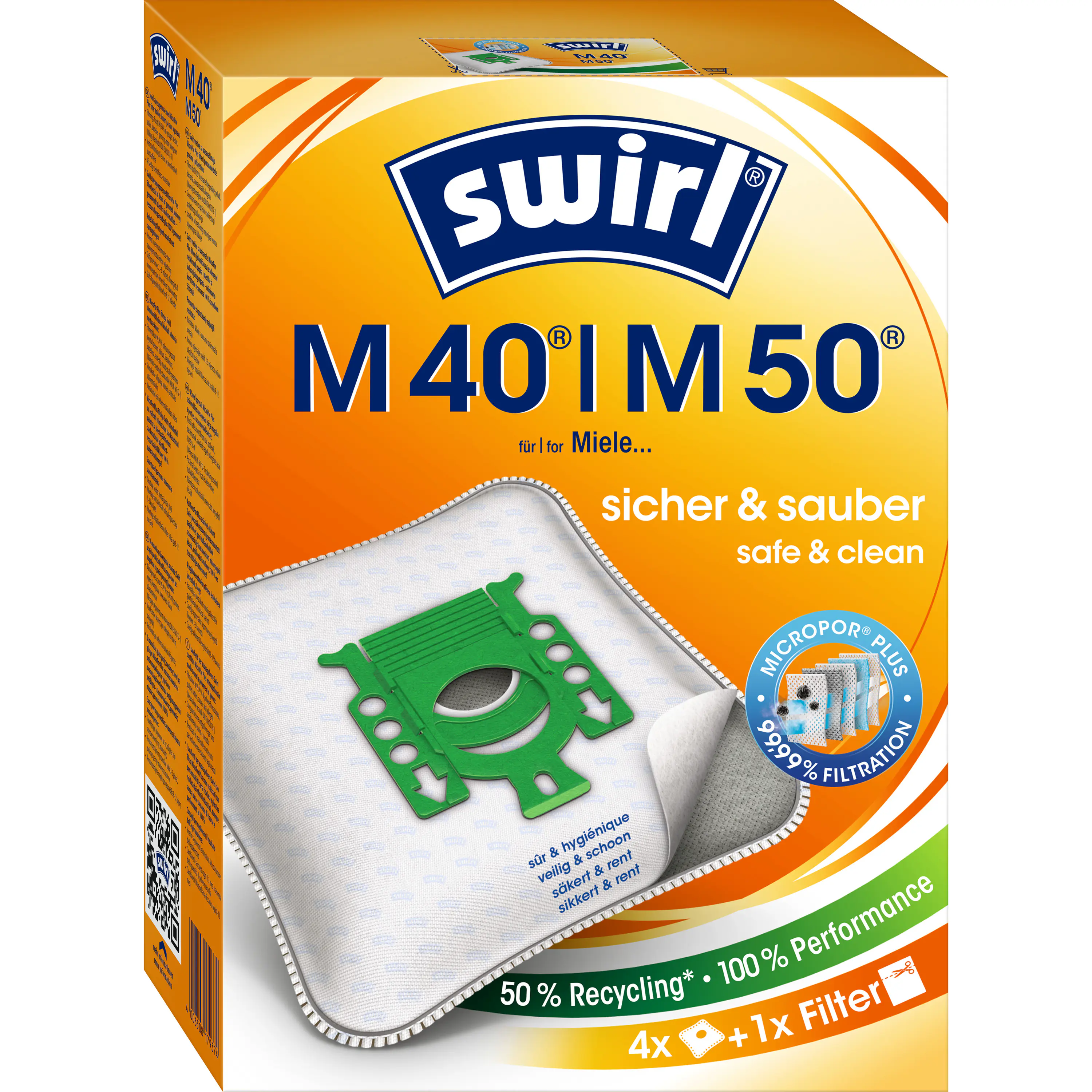 Swirl M 40 EcoPor Staubsaugerbeutel 4 Staubbeutel + 1 Filter