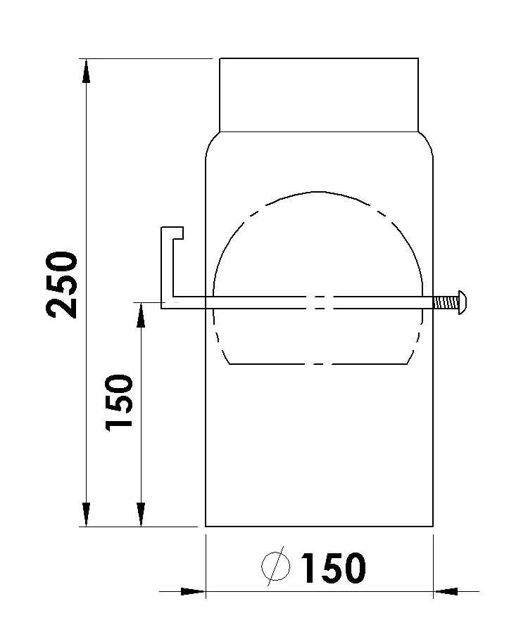 FireFix Ofenrohr Ø 150 mm, 25 cm, mit Drosselklappe, schwarz