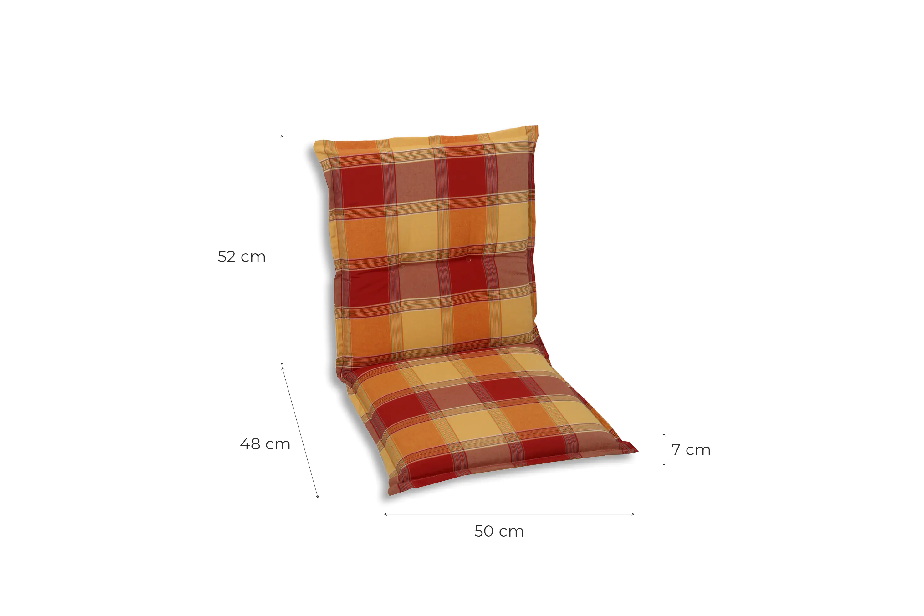 GO-DE Niederlehner-Auflage Classic 100 x 50 x 7 cm, rot kariert