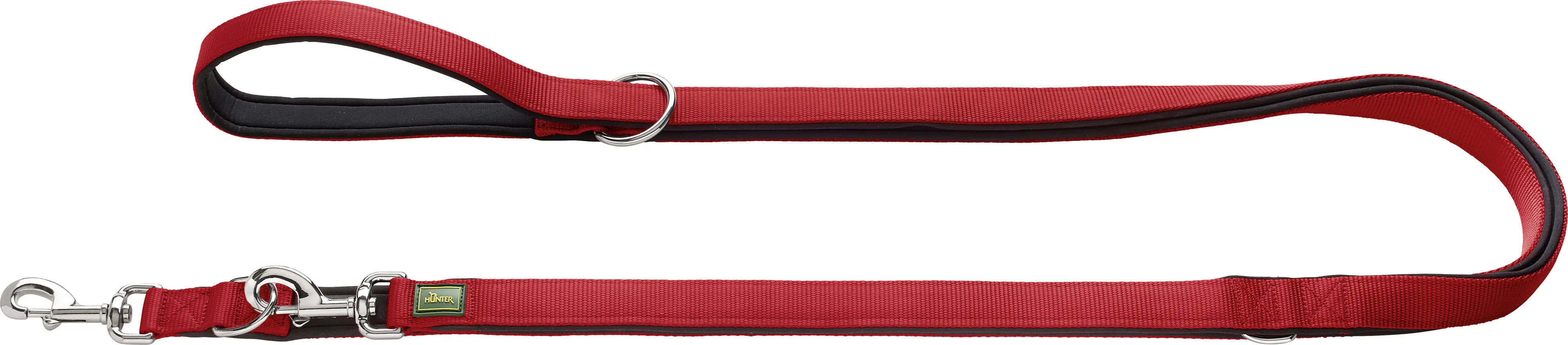 Hunter Hundeleine Führleine verstellbar Neopren 3 m x 1,5 cm rot/schwarz