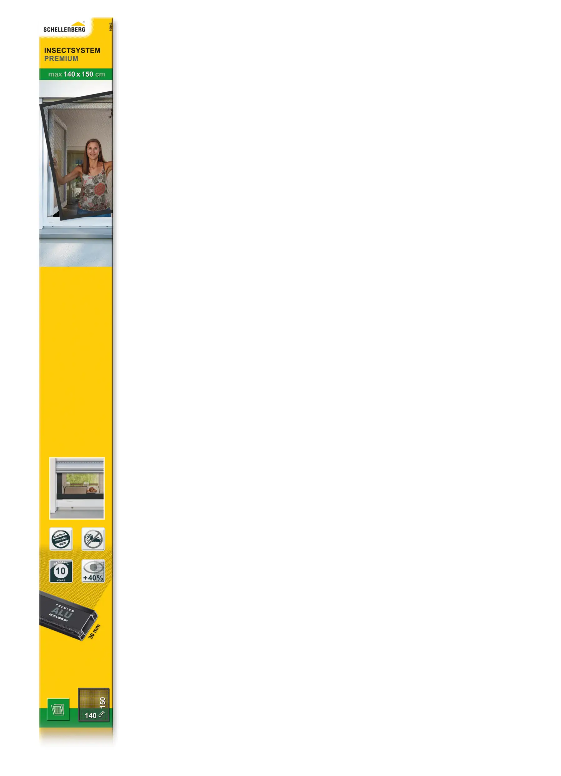 Schellenberg Fliegenschutz-Fenster PREMIUM 140 x 150 cm anthrazit/anthrazit kürzbar