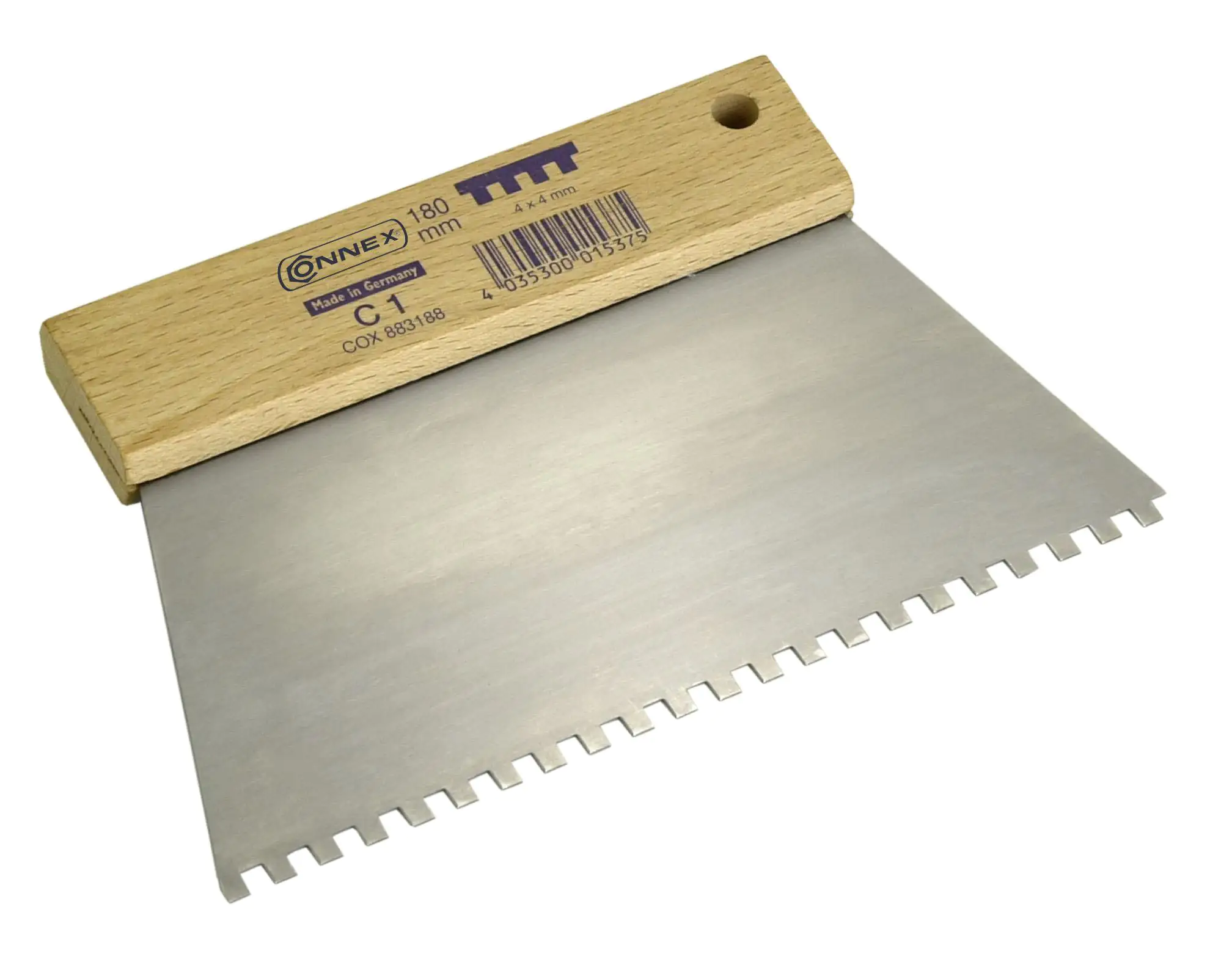 Connex Zahnspachtel 180 mm Zahnung viereckig 4 x 4 mm