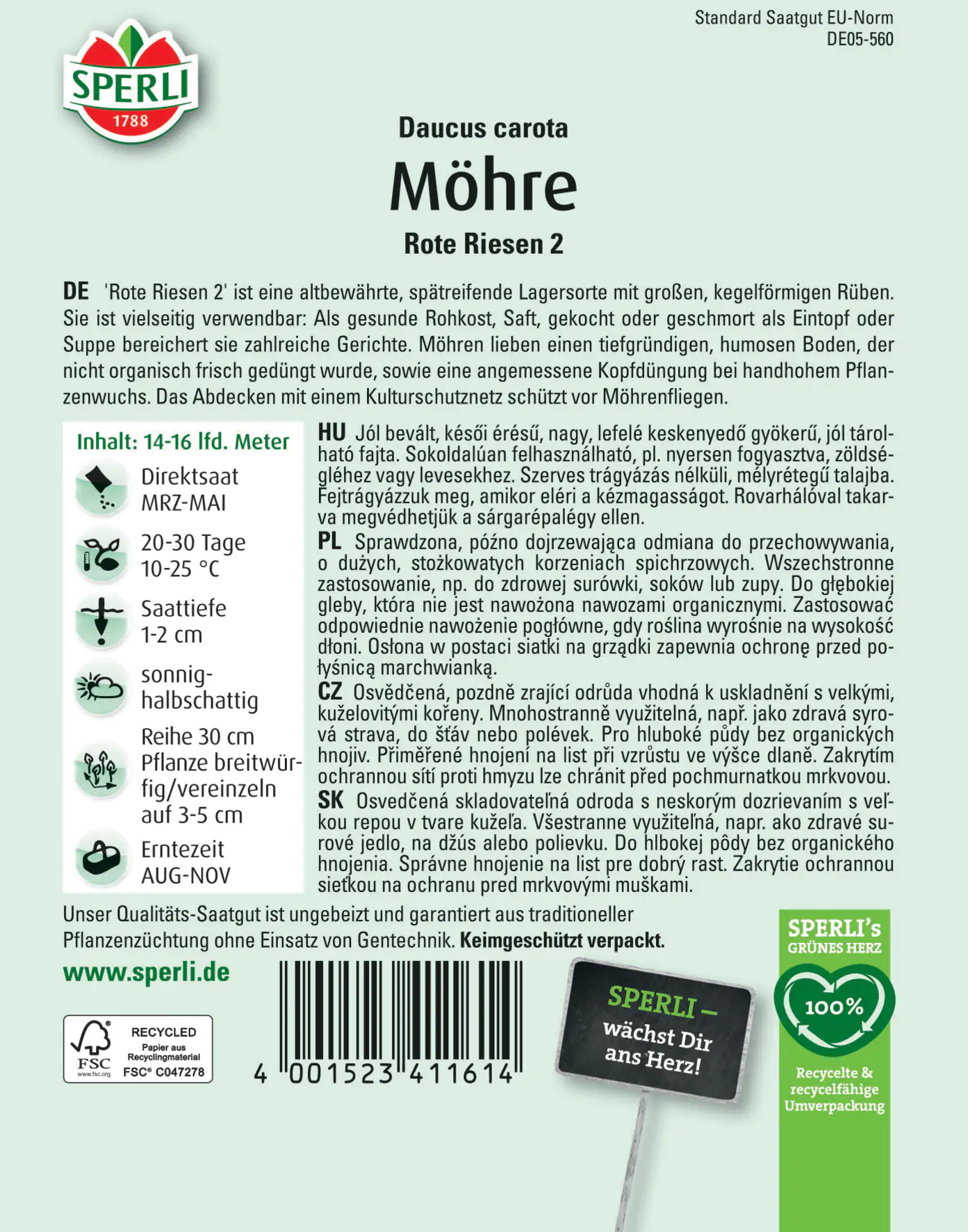 Sperli Möhre Rote Riesen 2