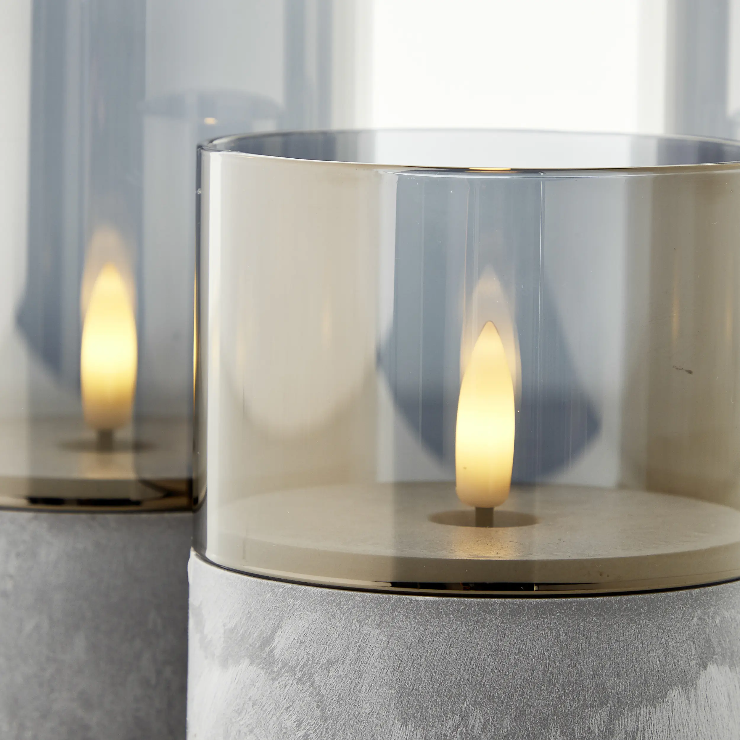 Brilliant LED Tischleuchten Kerzen Bougie grau rauchglas 3 Stück