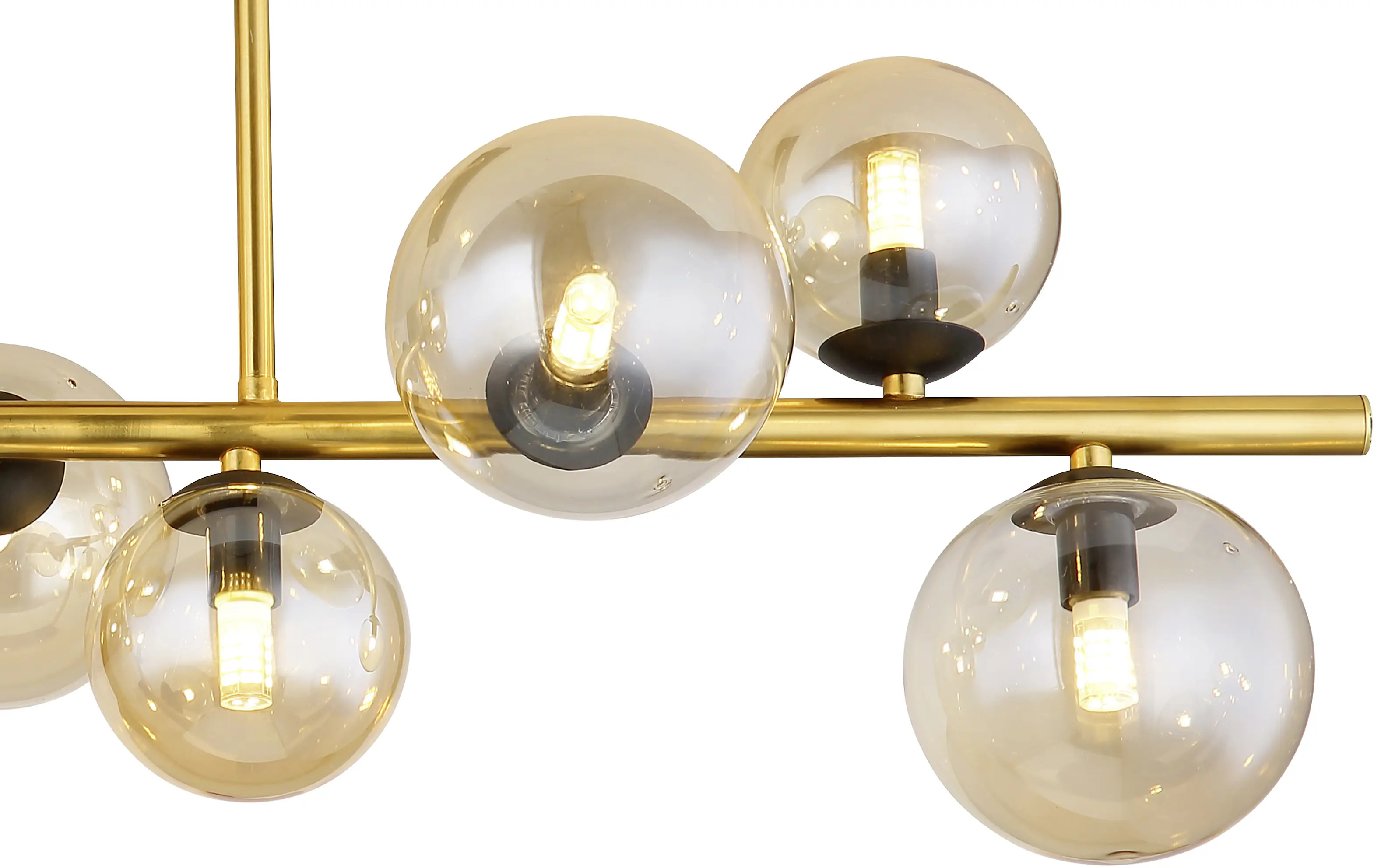 Globo 9er Deckenleuchte Riha messing schwarz amber 87 x 30 cm
