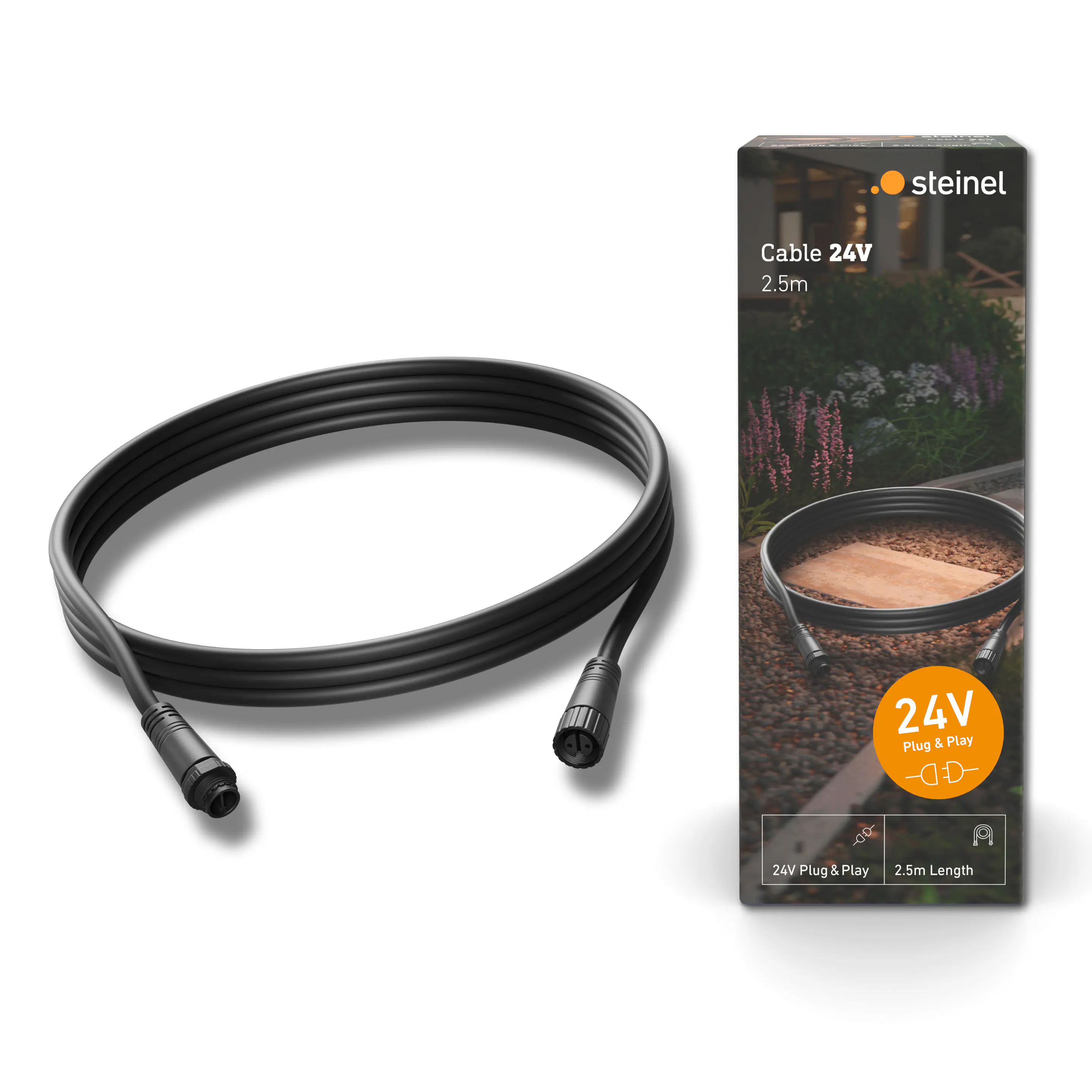 Steinel Verlängerungskabel für 24V Garten-Lichtsystem 2,5 m schwarz
