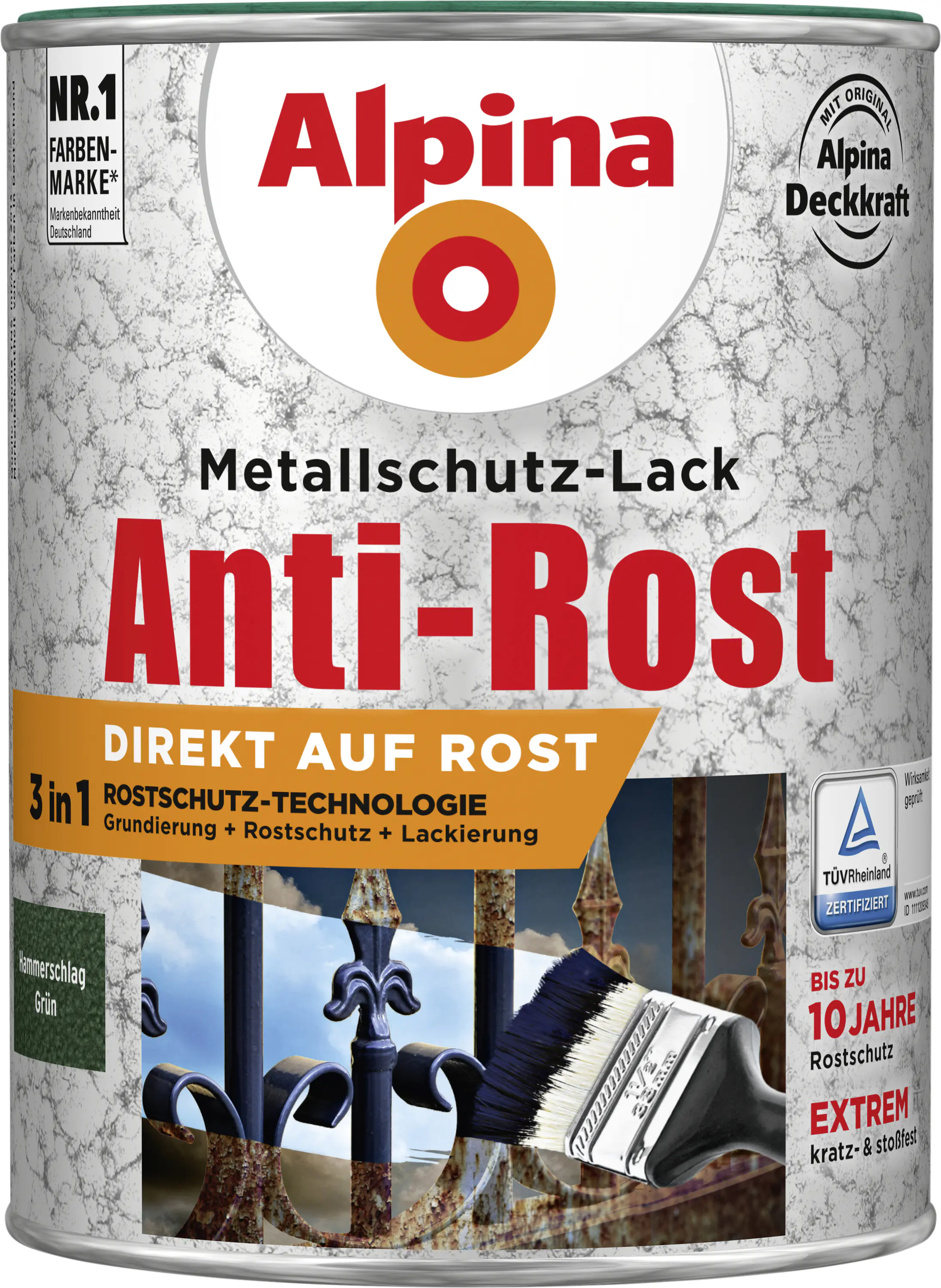 Alpina Metallschutz-Lack Hammerschlag 2,5 L grün