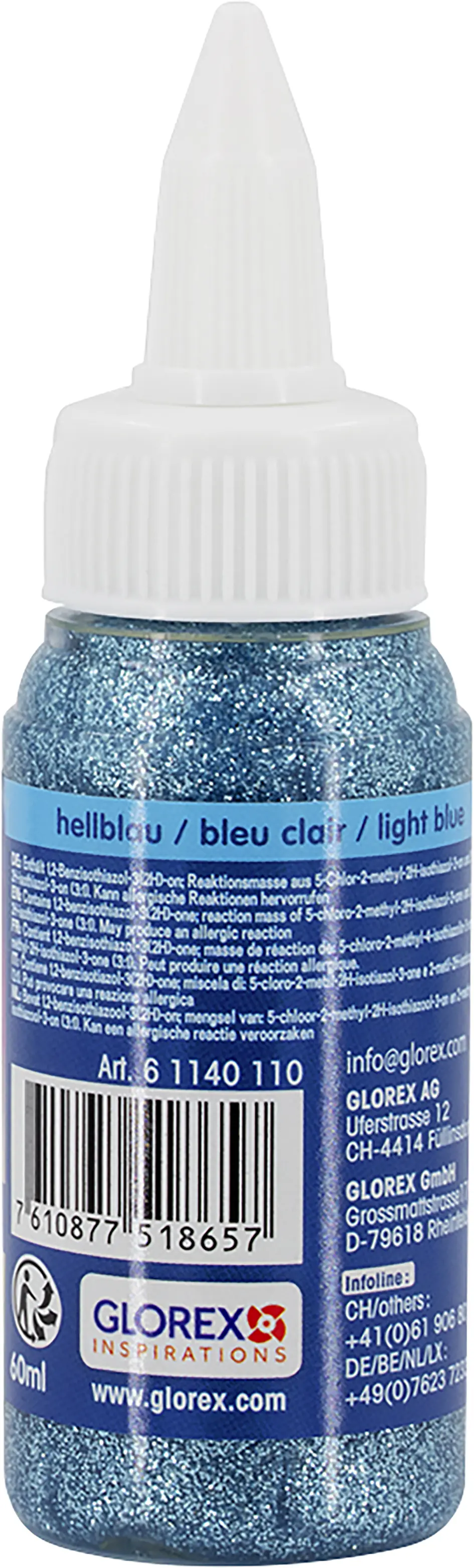 Glorex Glitterglue Flasche Dosierverschluss hellblau 60 ml