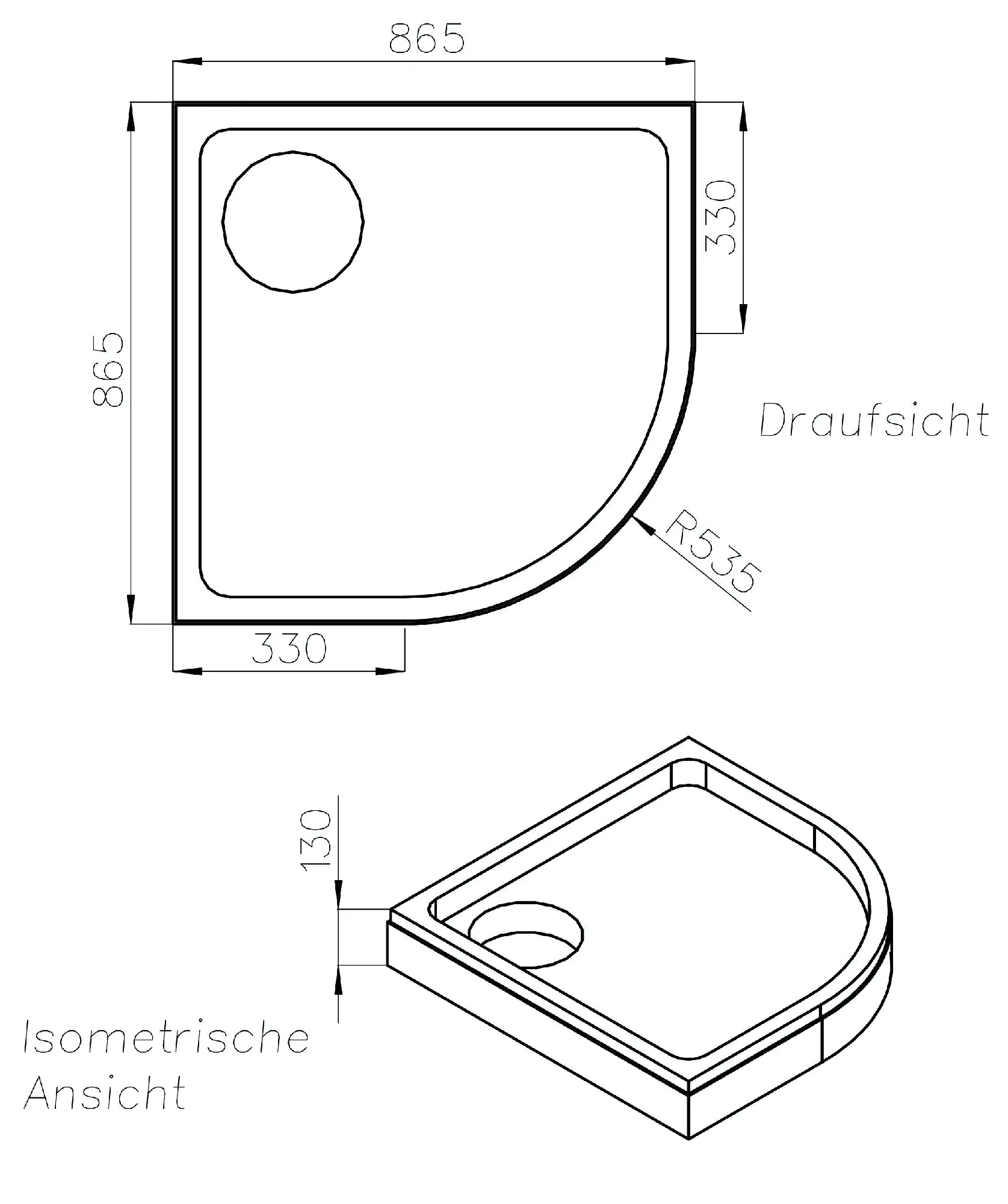 Ottofond Wannenträger Denia 865 x 865 mm