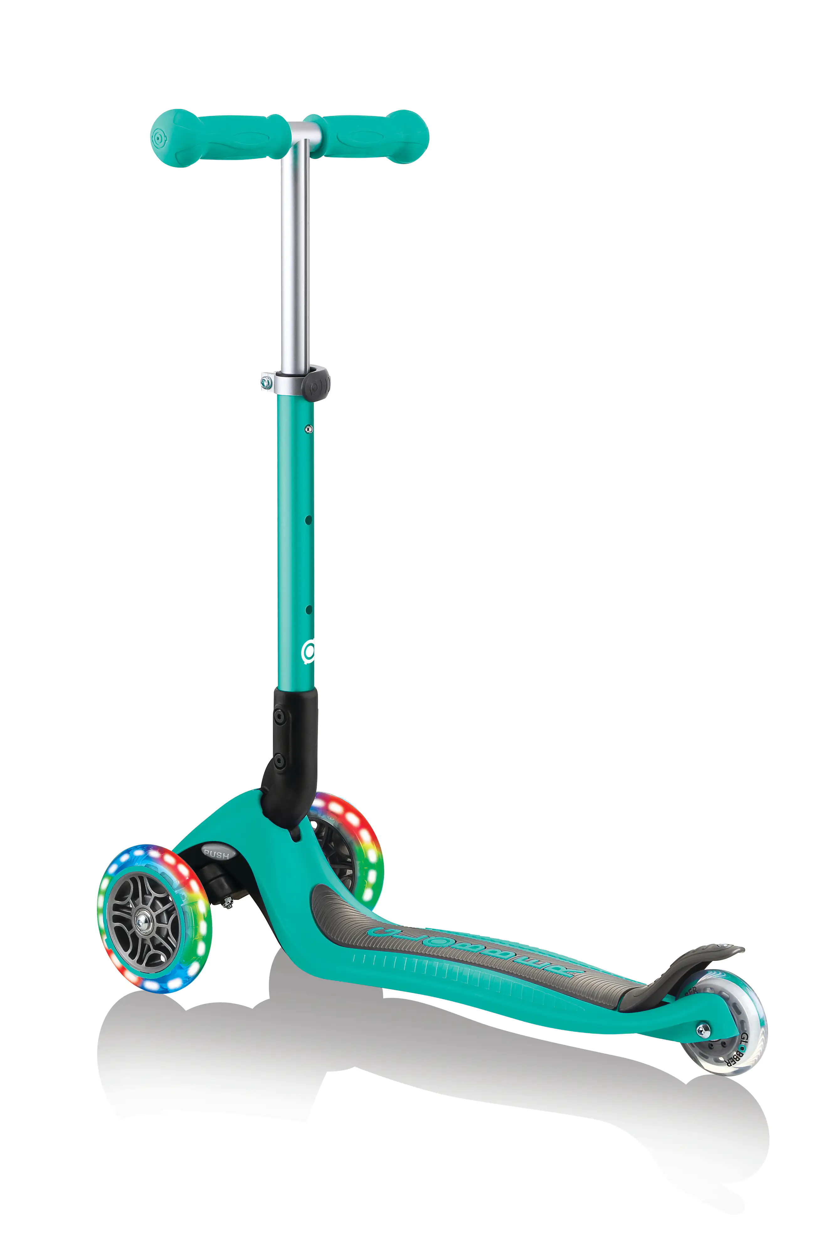 Globber Scooter Junior Foldable Lights türkis mit Leuchtrollen