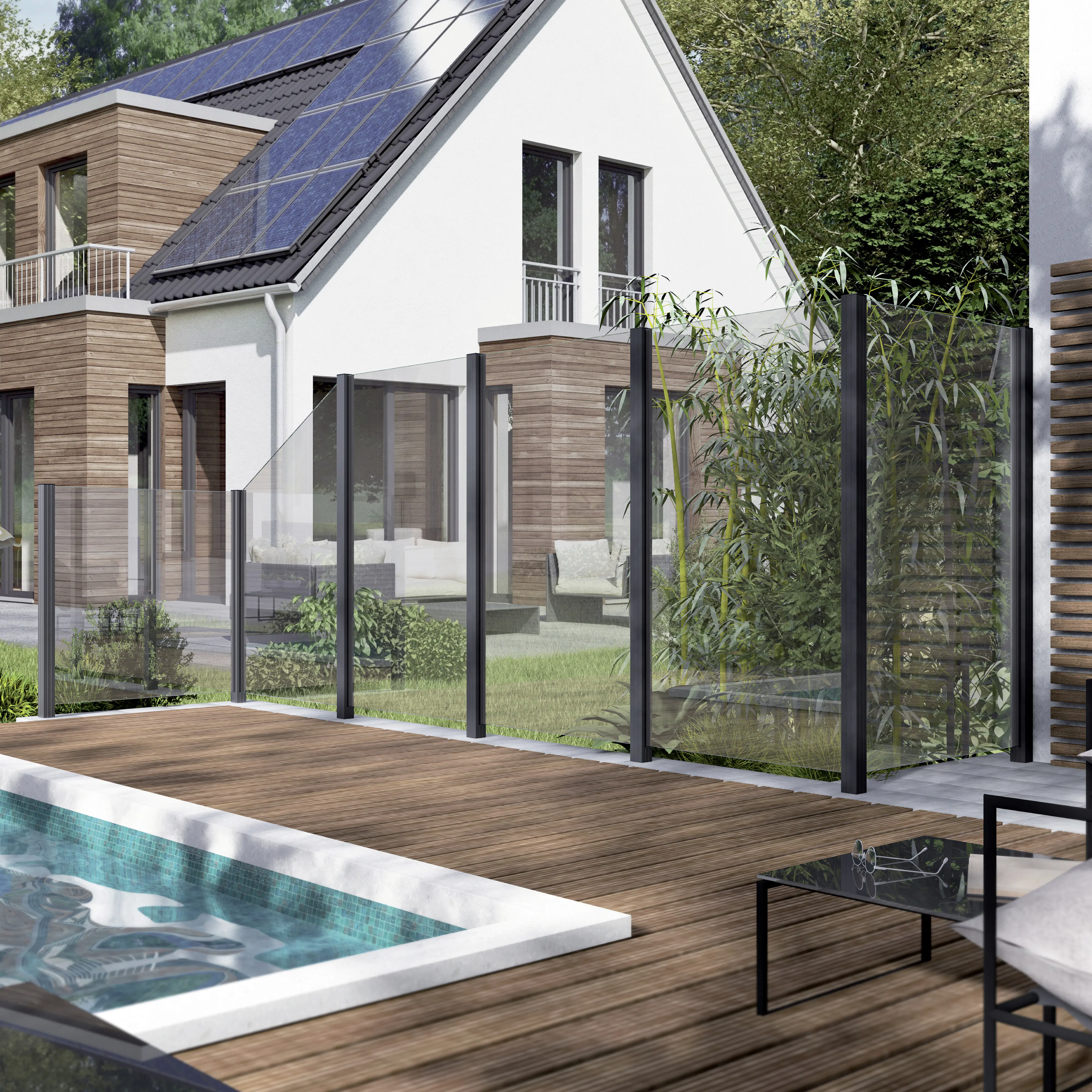 Ambiente Glaszaun Erweiterungsset Klarglas 187 x 107,2 cm anthrazit
