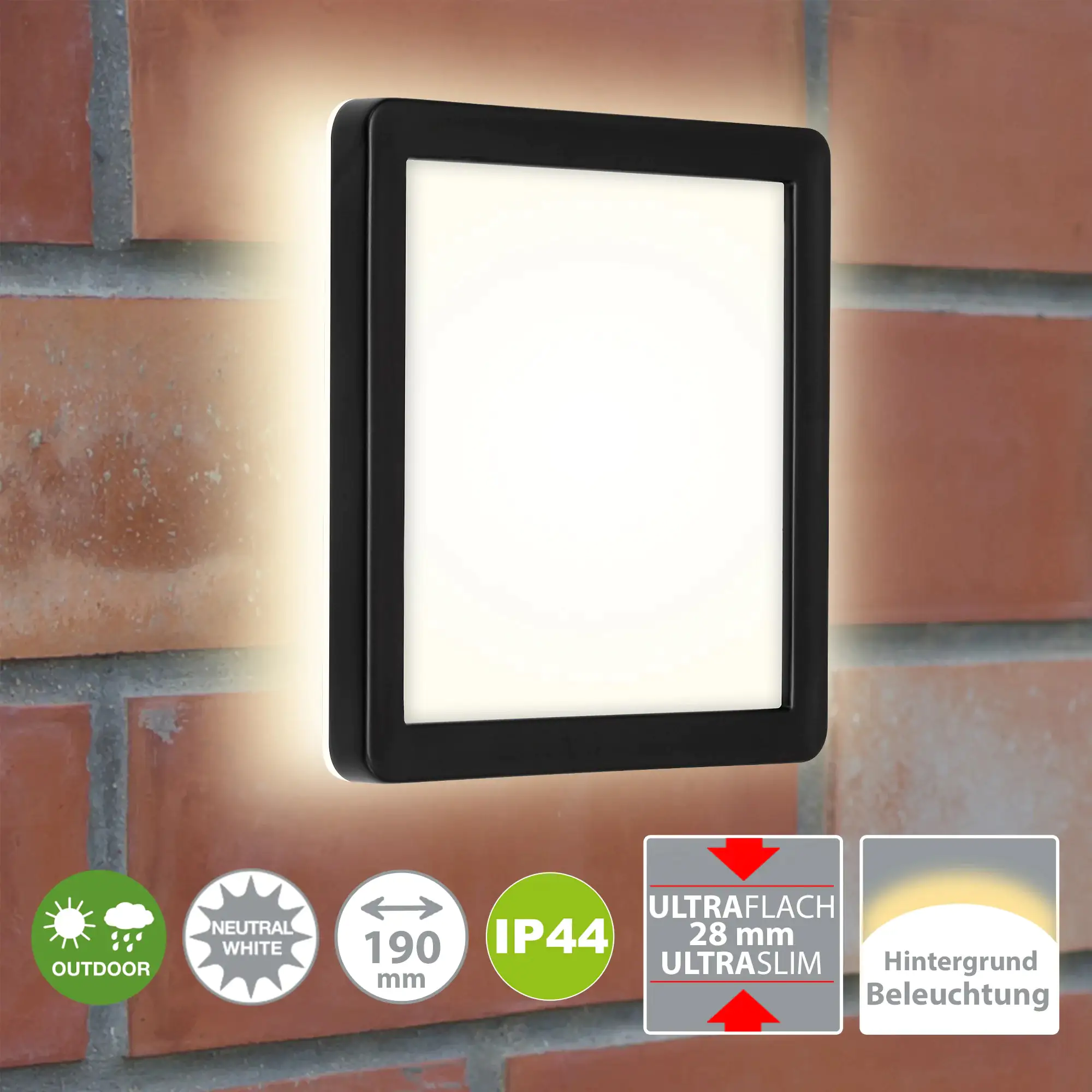Di-Ka LED Außen-Deckenleuchte Frankfurt 8 W 19 cm Backlight