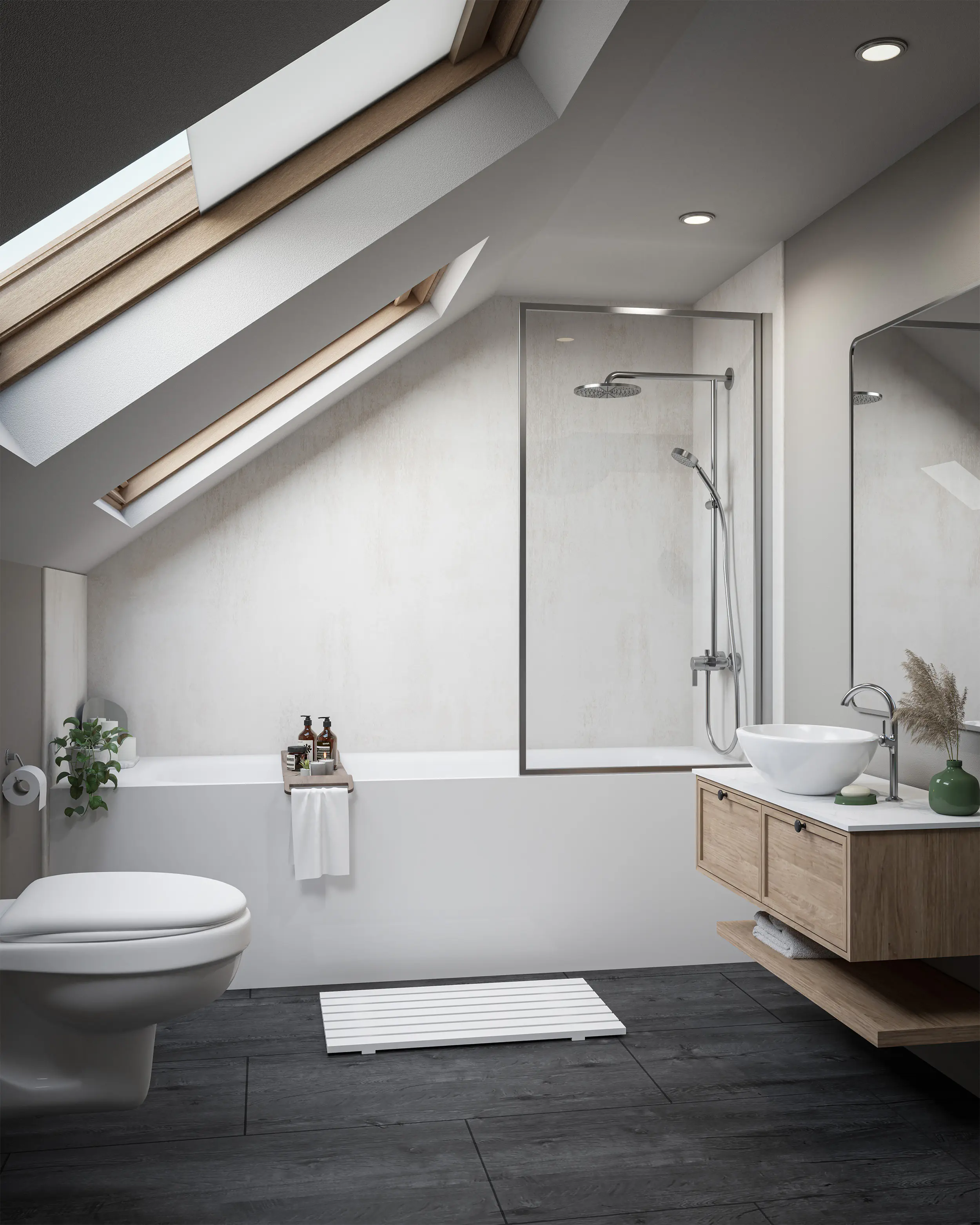 Wetwall Elite Wandpaneel  Warm Plaster 16 x 242 cm mit abgerundeter Abschlusskante