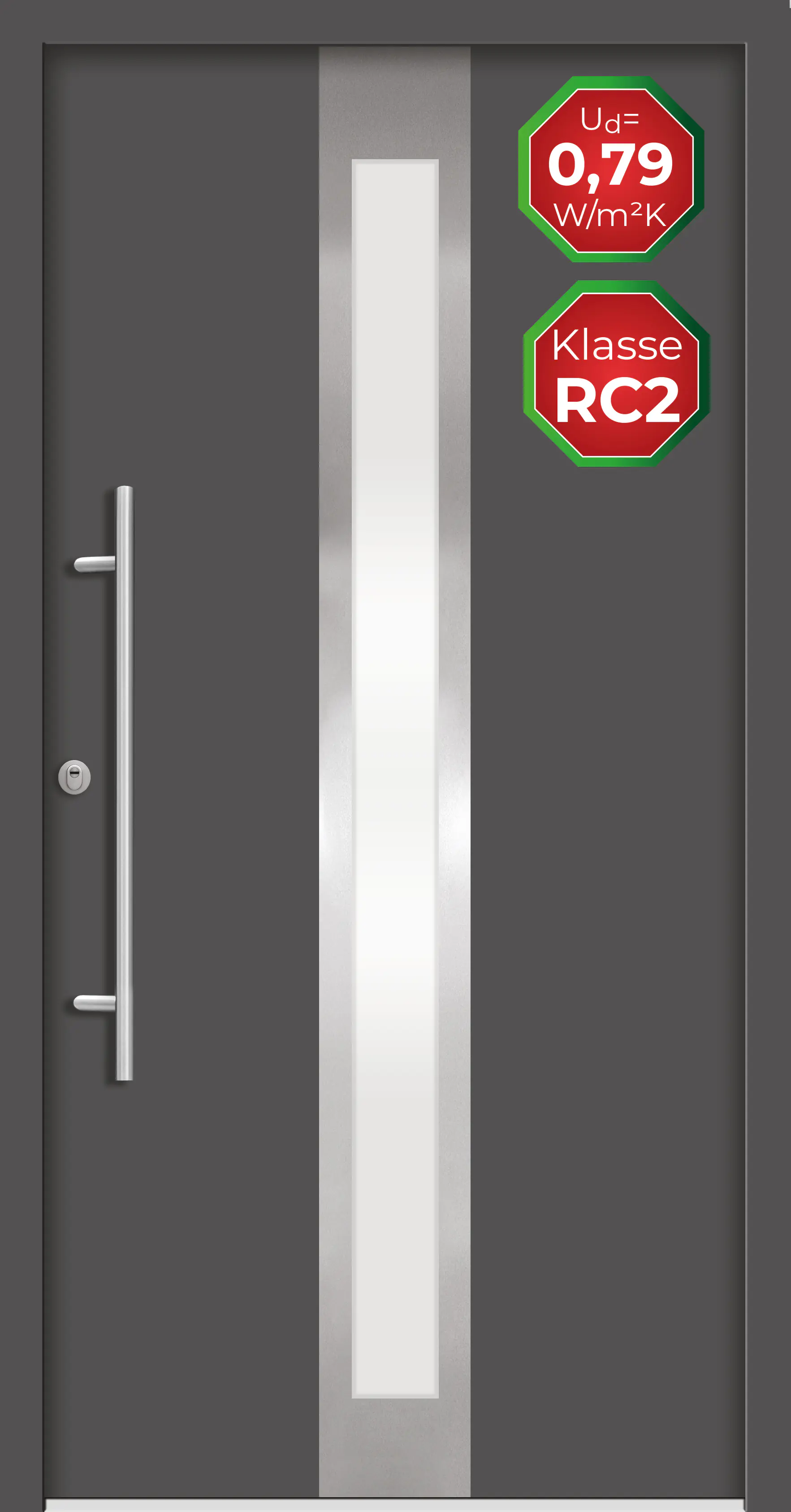Splendoor Haustür Passivedoor Premium B01 RC2 Anthrazit DIN Links 110 x 210 cm