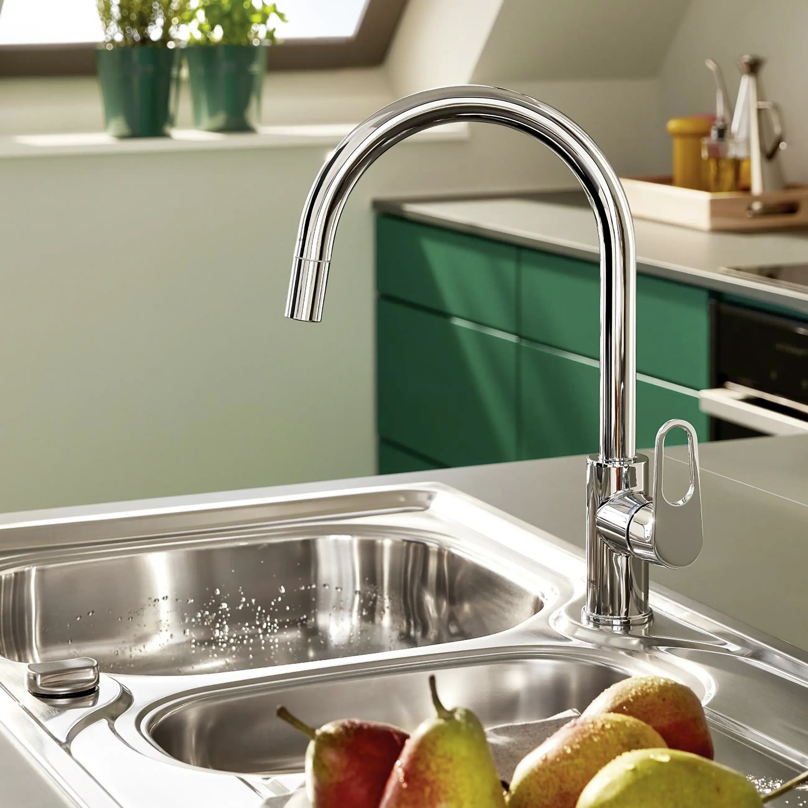 Grohe Küchenarmatur Start Flow verchromt mit herausziehbarer Brause