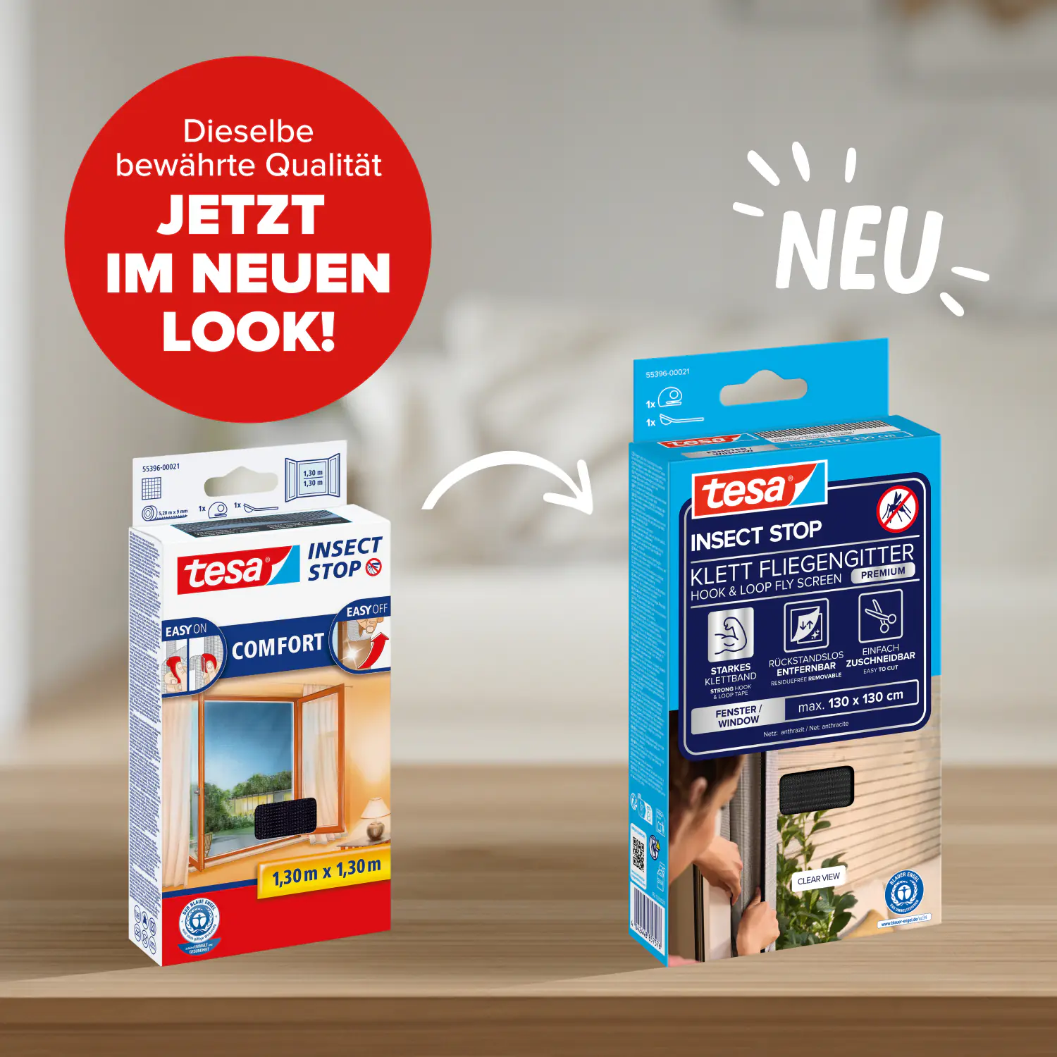 tesa Insektenschutz-Fenster COMFORT 130 x 130 cm anthrazit